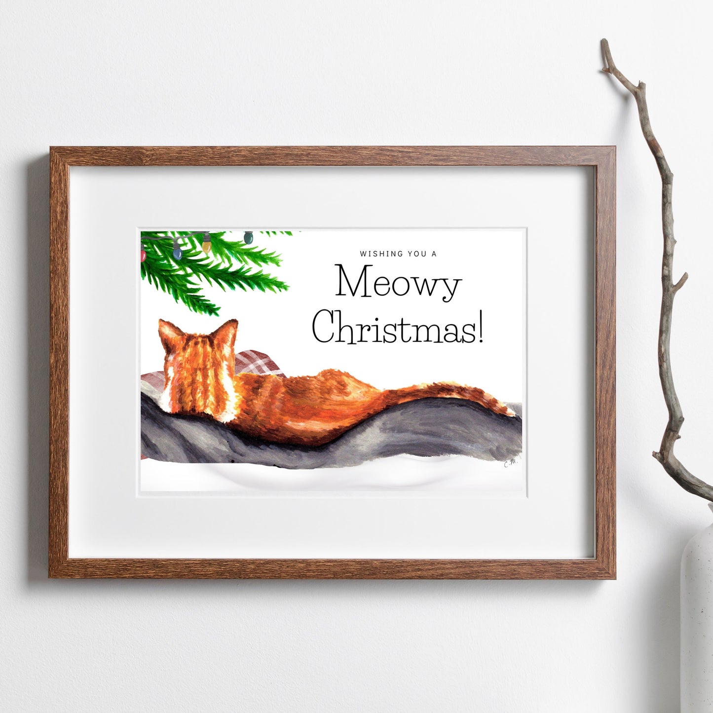 Meowy Christmas print, Ginger cat print, Cat Christmas decor, Cute holiday decor, Gift for cat lover, Cat lady meowy Christmas, Catmas