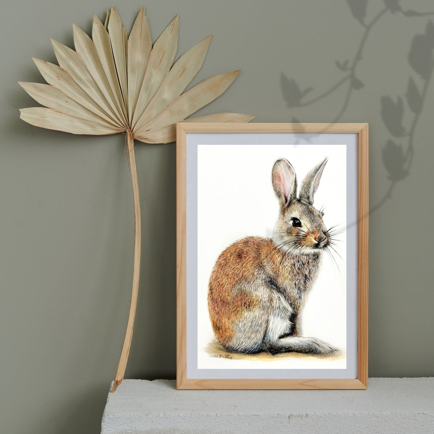 Woodland bunny art print, Wildlife art print, Giclee print on fine art paper