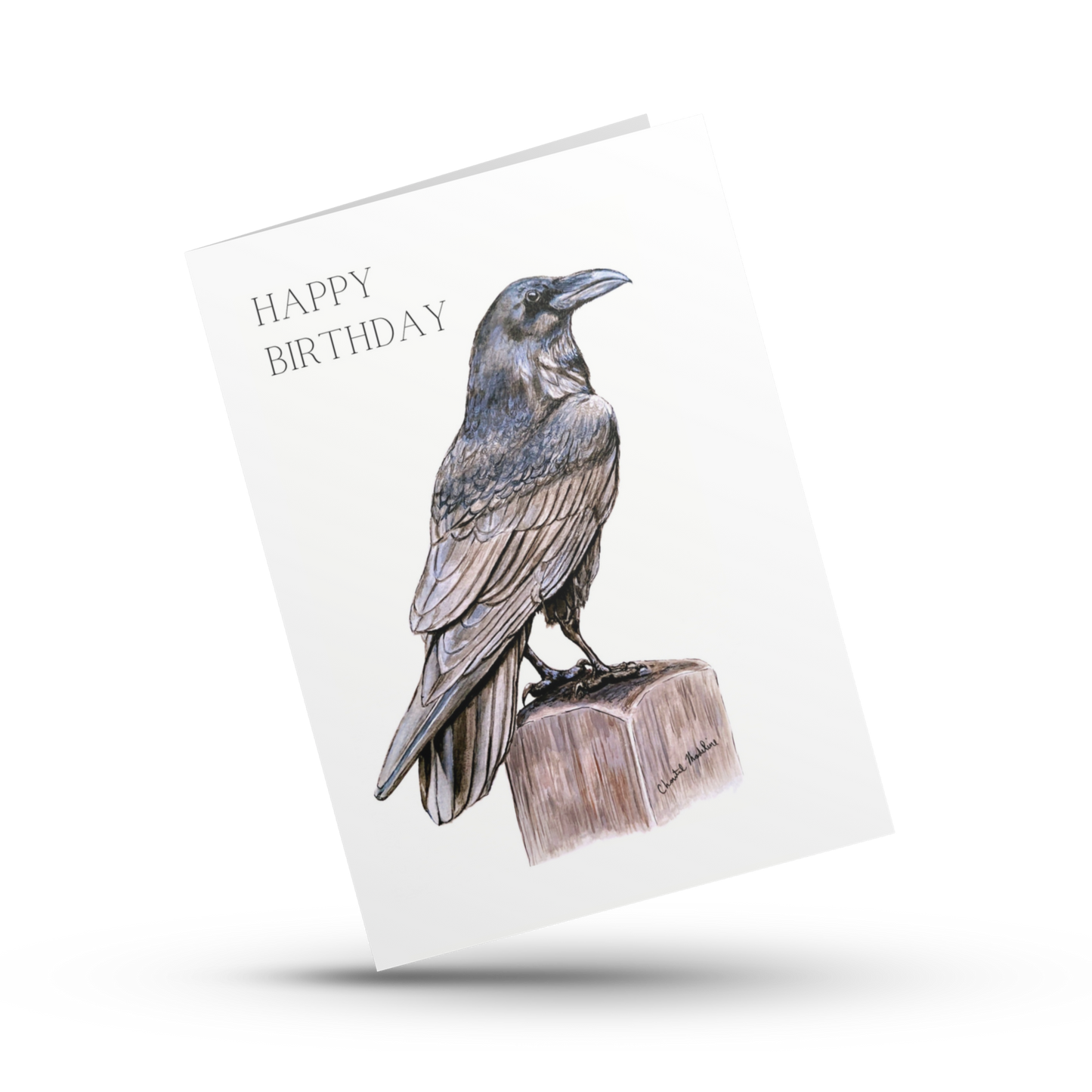 Happy birthday raven card, Gothic crow woodland animal greeting card, Bird lover bday card, Outdoorsy card for dad, Grandpa, Friend, Mom