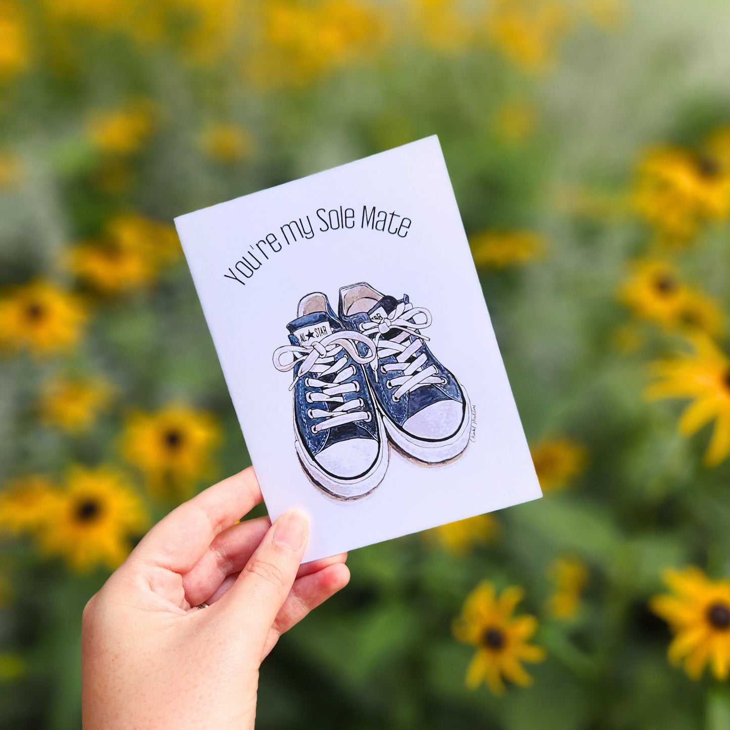 You're my sole mate, Blue running shoes birthday card, Sneaker pun love anniversary card for girlfriend, boyfriend, husband, Partner, Wife