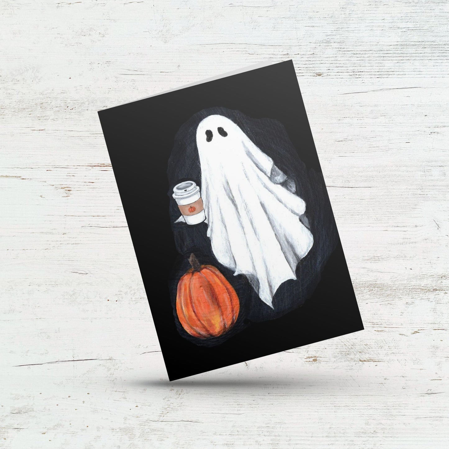 Halloween ghost greeting card, Spooky season card, Cute vintage ghost illustration, Gothic art card for her, Him, Friend, Partner, Mom, Dad
