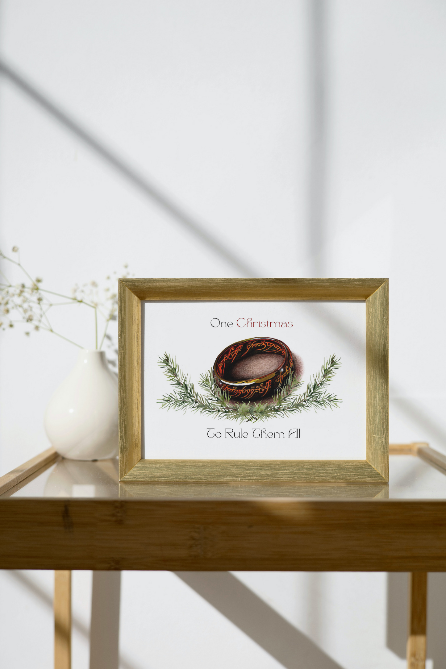 The One Christmas to Rule Them all, Lord of the Rings fan art, Lord of the Rings Christmas, Art print on cardstock