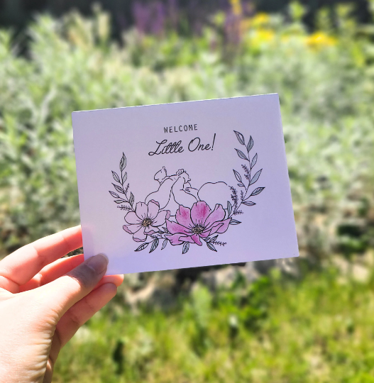 Welcome little one card, Baby shower card, Baby girl card, Card for mom to be, New parents card, New baby card, Congrats new baby, Expecting