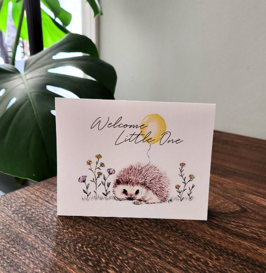 Welcome little one, New baby card, Baby shower card, Cute woodland animal card, Nursery card, Mom to be card, New mom dad card, Neutral baby