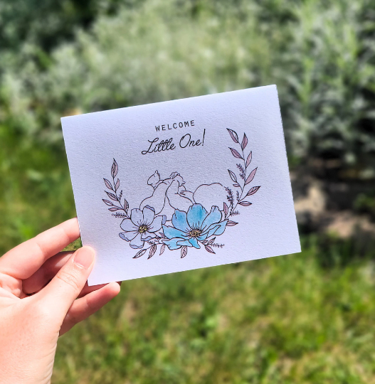 Welcome little one, Baby shower card, Baby boy card, New baby card, Minimalist baby card, Expectant mother card, New parents card, Newborn