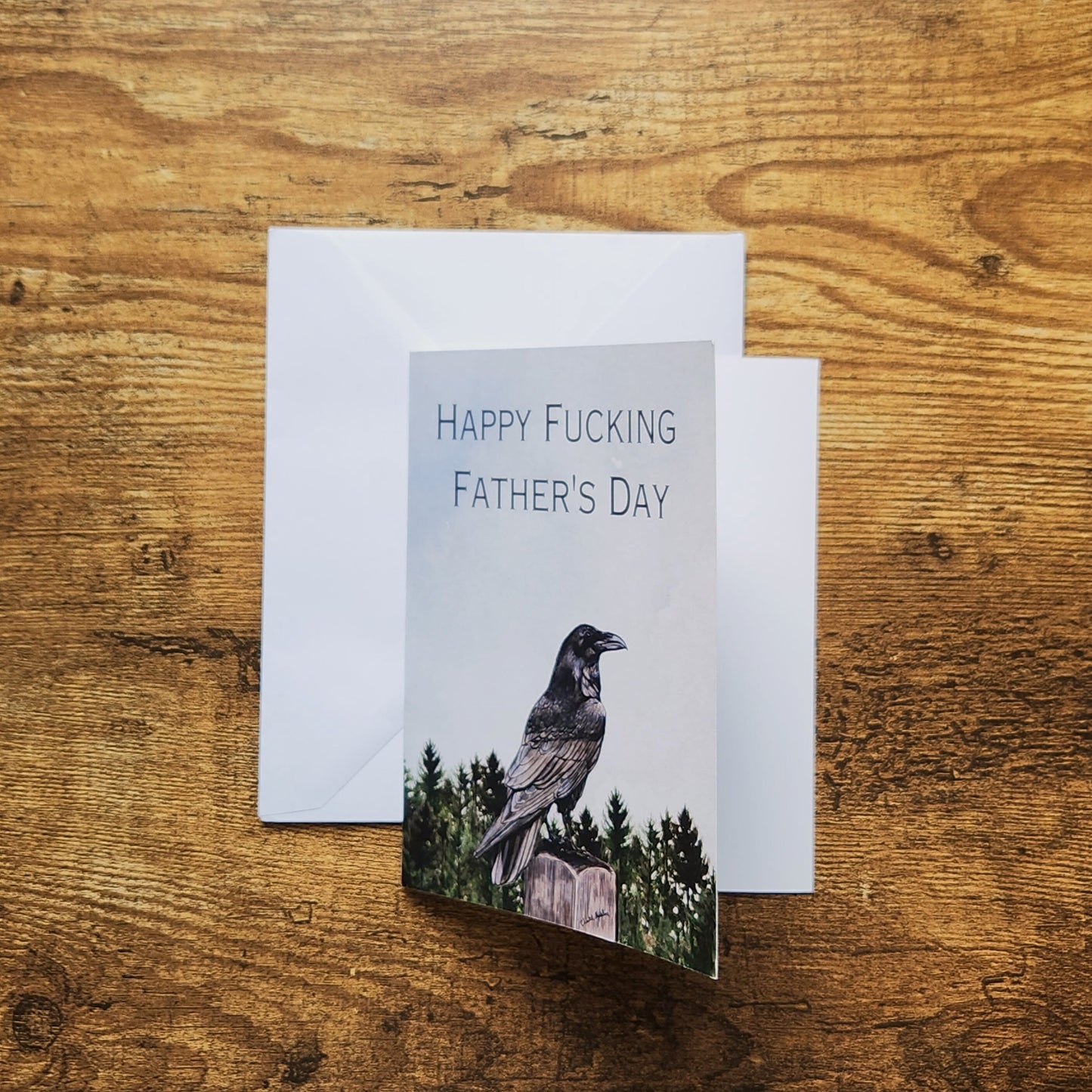 happy fucking fathers day raven card, Father's day nature greeting card, Gift for him, Gothic father's day crow card, Funny vulgar dad card