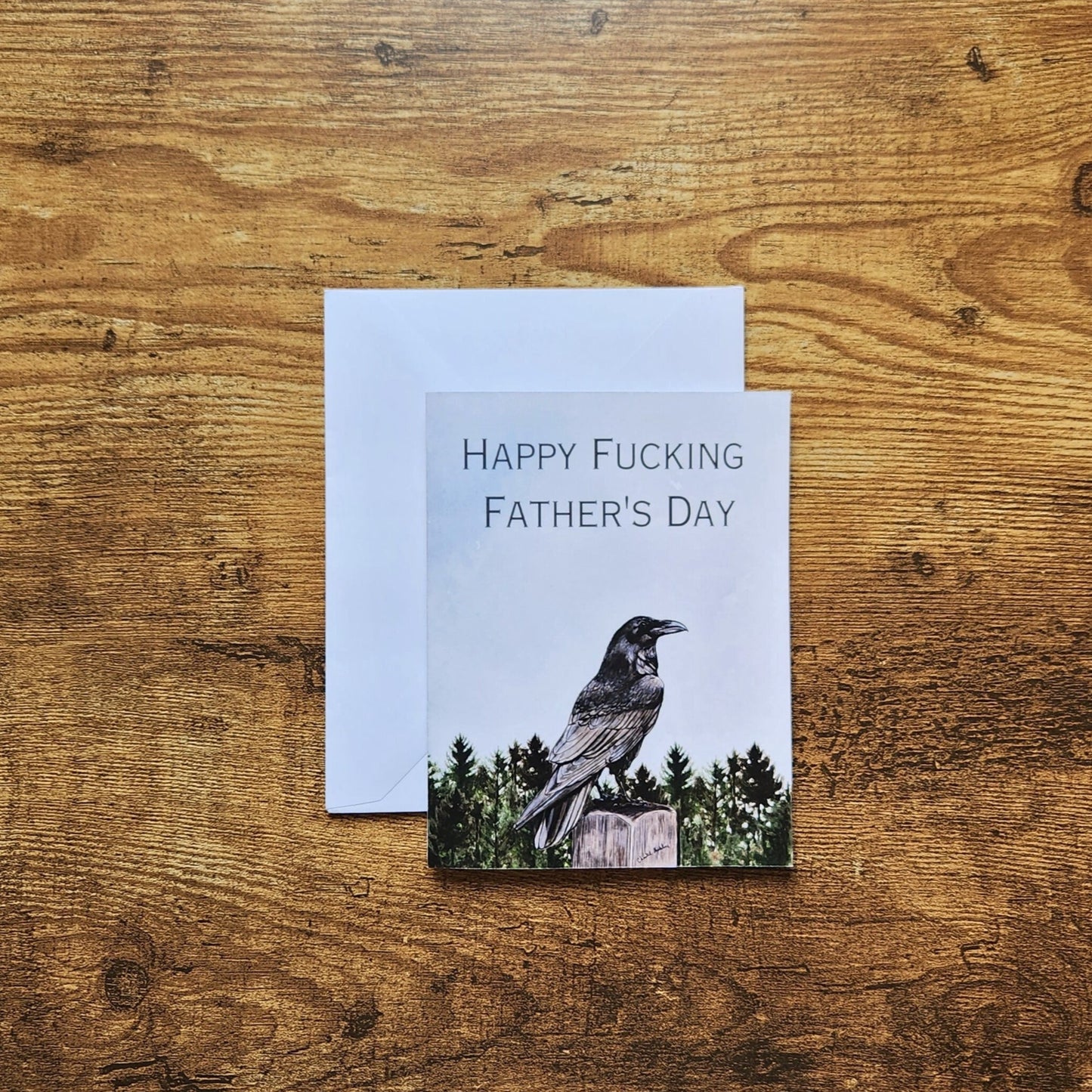 happy fucking fathers day raven card, Father's day nature greeting card, Gift for him, Gothic father's day crow card, Funny vulgar dad card