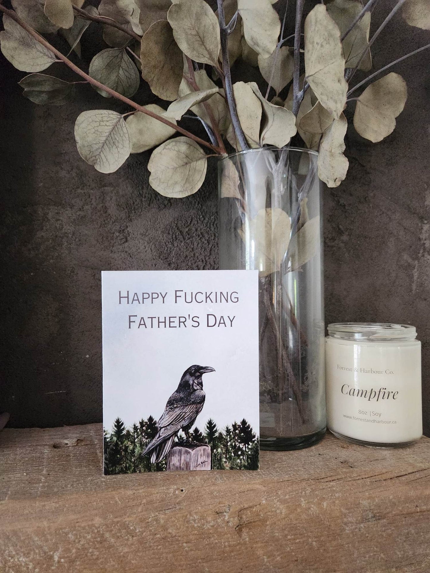 happy fucking fathers day raven card, Father's day nature greeting card, Gift for him, Gothic father's day crow card, Funny vulgar dad card