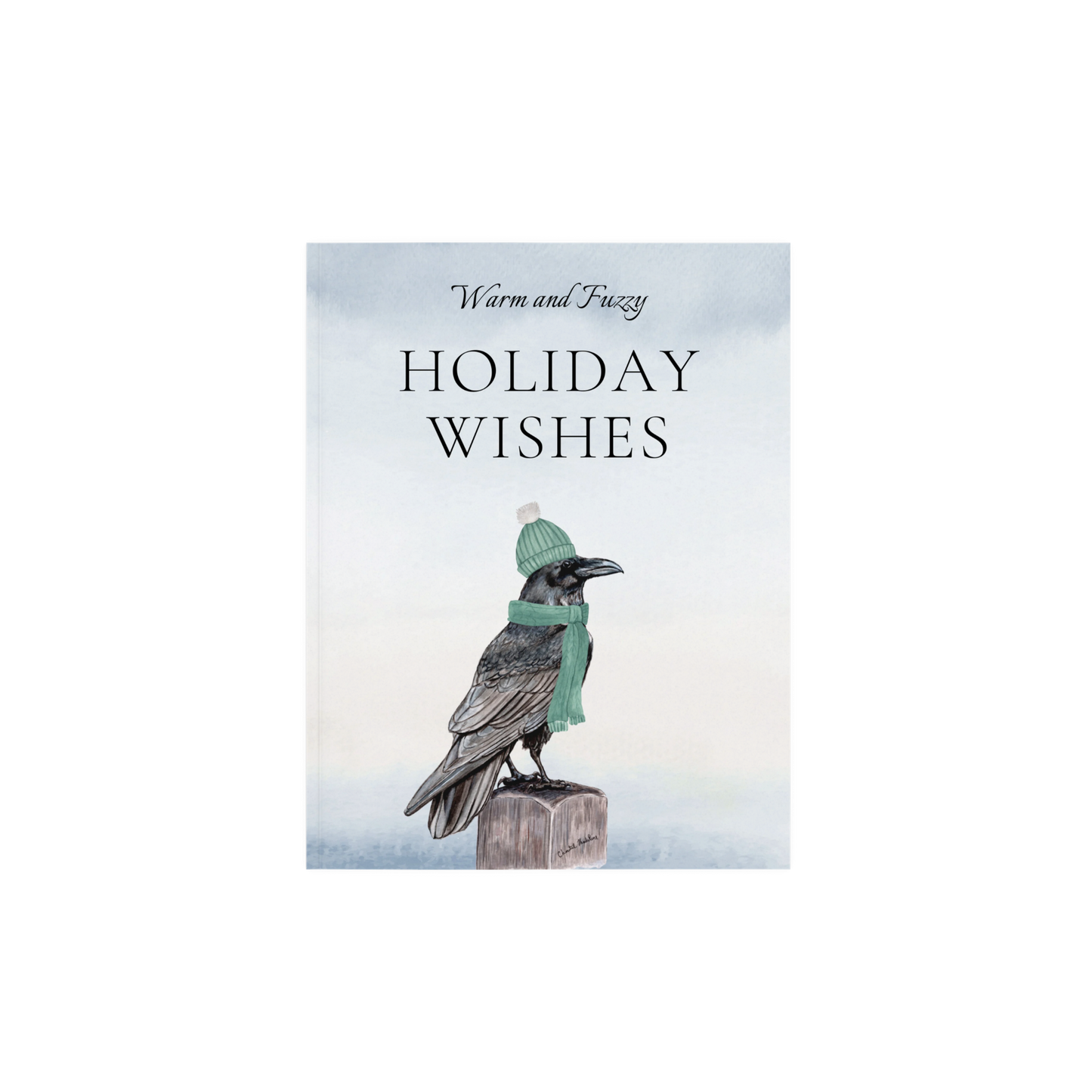 Raven Christmas decor, Warm and fuzzy holiday wishes, Festive crow, Holiday Raven Christmas decor, Cute animal Christmas decor, Gothic xmas
