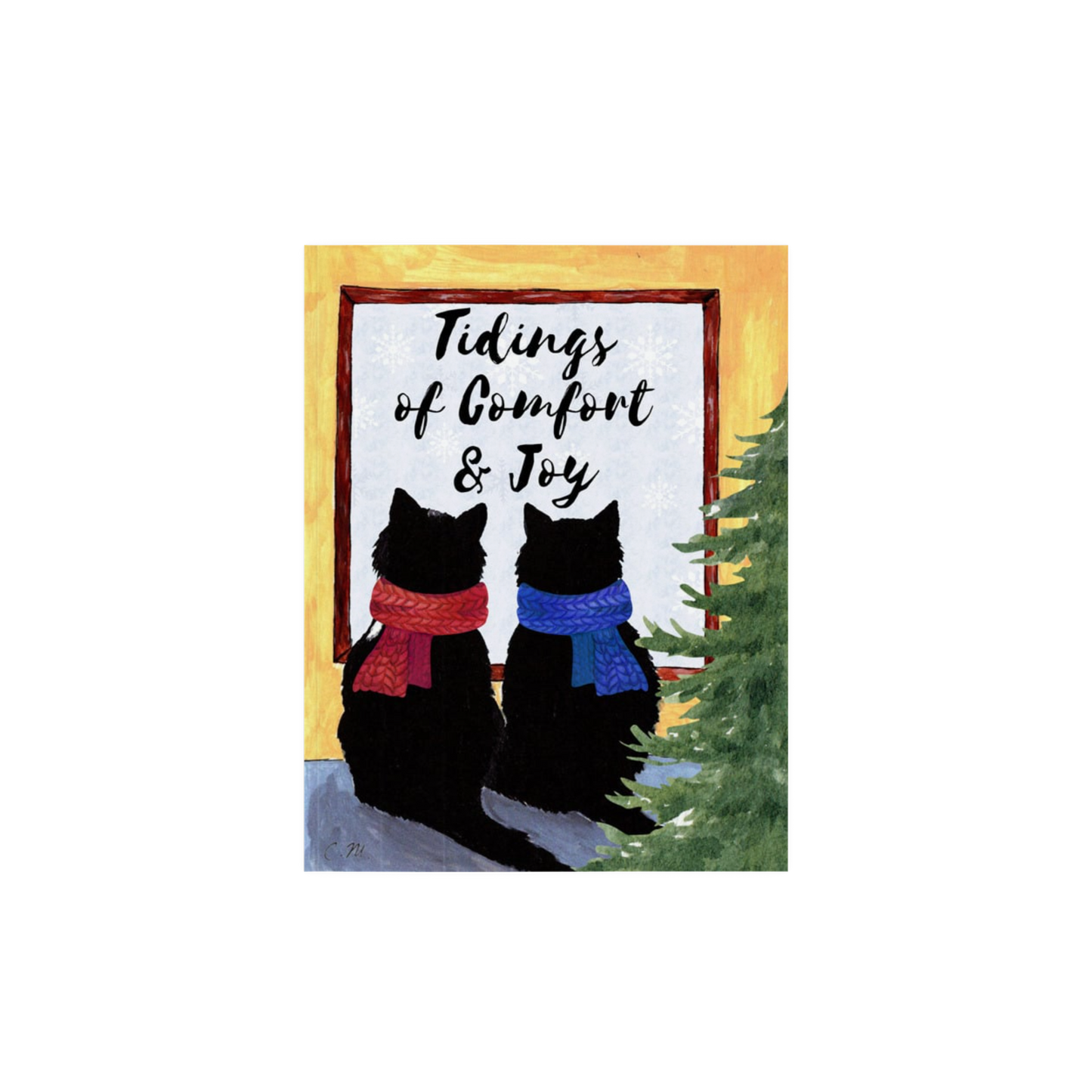 Tidings of comfort and joy, Cozy cats Christmas decor, Cats in scarves decor, Cute cat Holiday art, Cat lover gift, Meowy Christmas decor