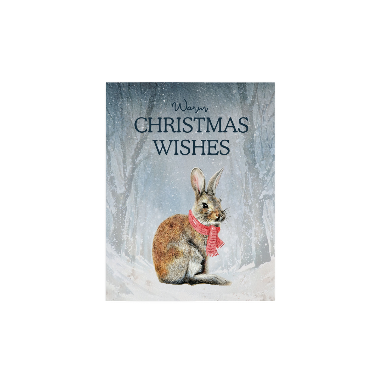 Warm Christmas wishes, Whimsical Bunny Art, Art print on cardstock