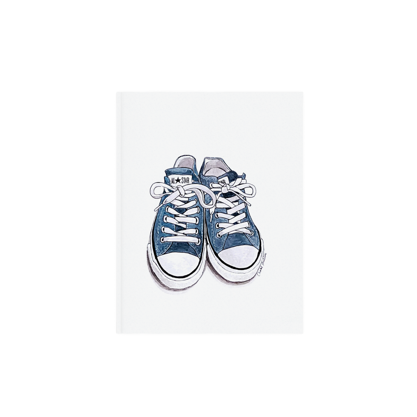 Blue all star converse shoes, Shoe lover art, Giclee print on fine art paper