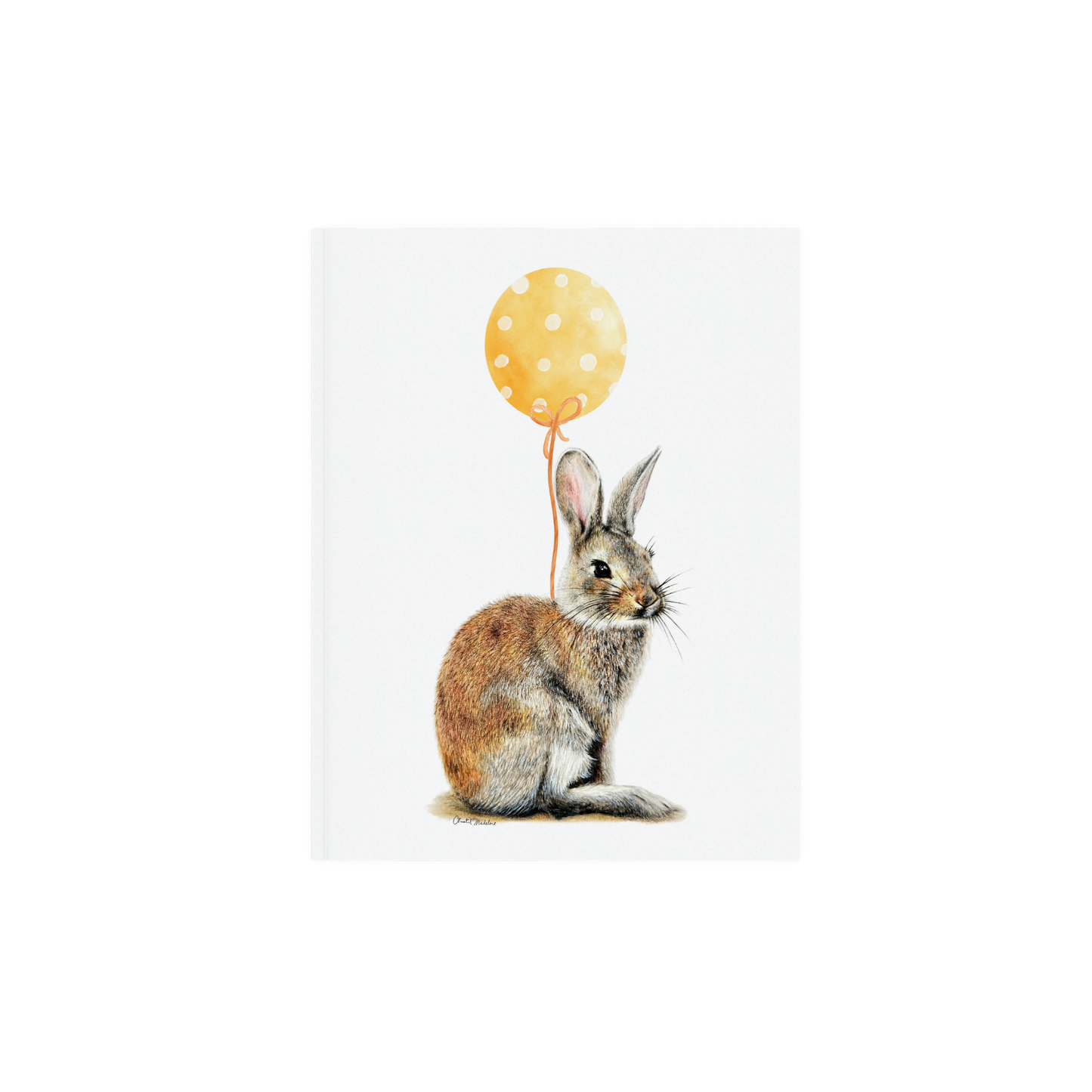 Bunny With Yellow Balloon, Woodland nursery art, Giclee print on fine art paper