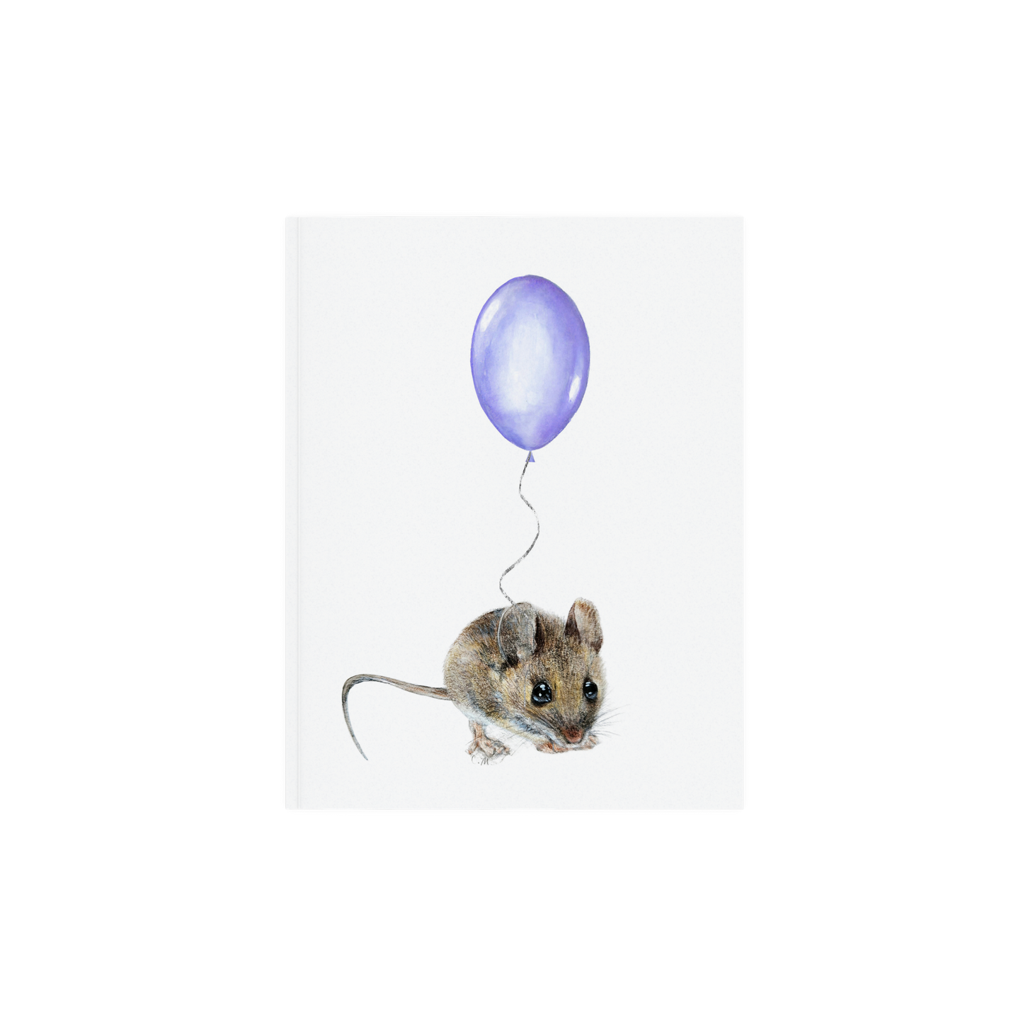 Mouse With Purple Balloon, Woodland nursery art, Giclee print on fine art paper