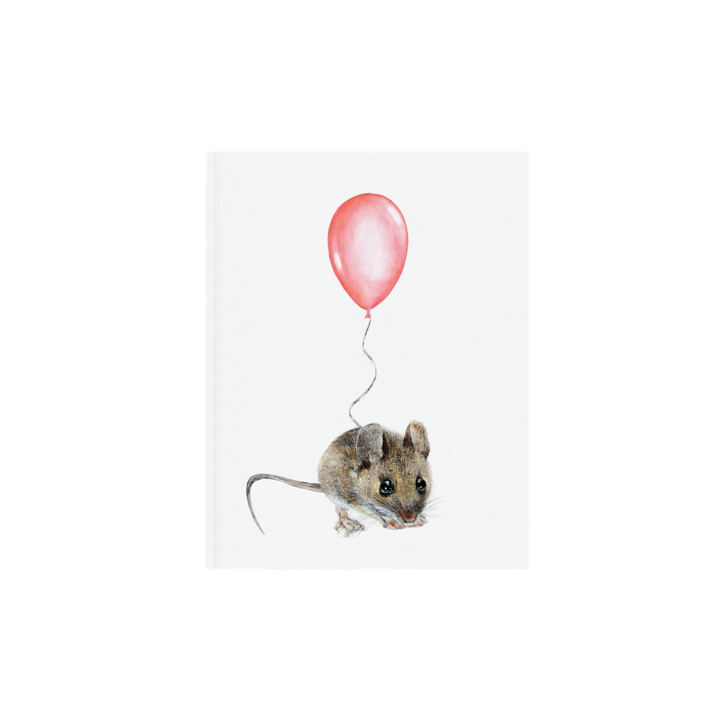 Mouse With Pink Balloon, Woodland nursery art, Giclee print on fine art paper