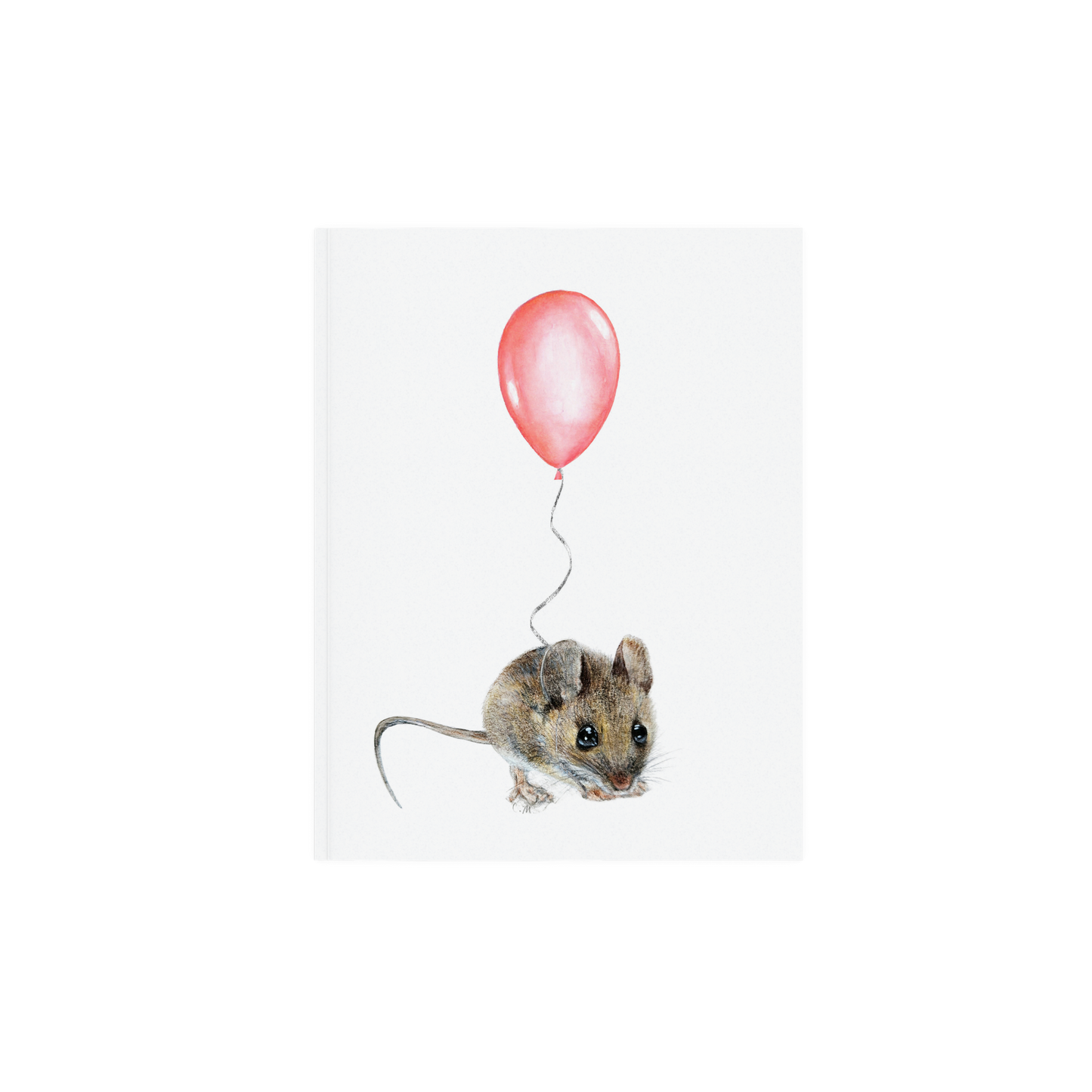 Mouse with Pink Balloon, Woodland nursery art, Art print on cardstock