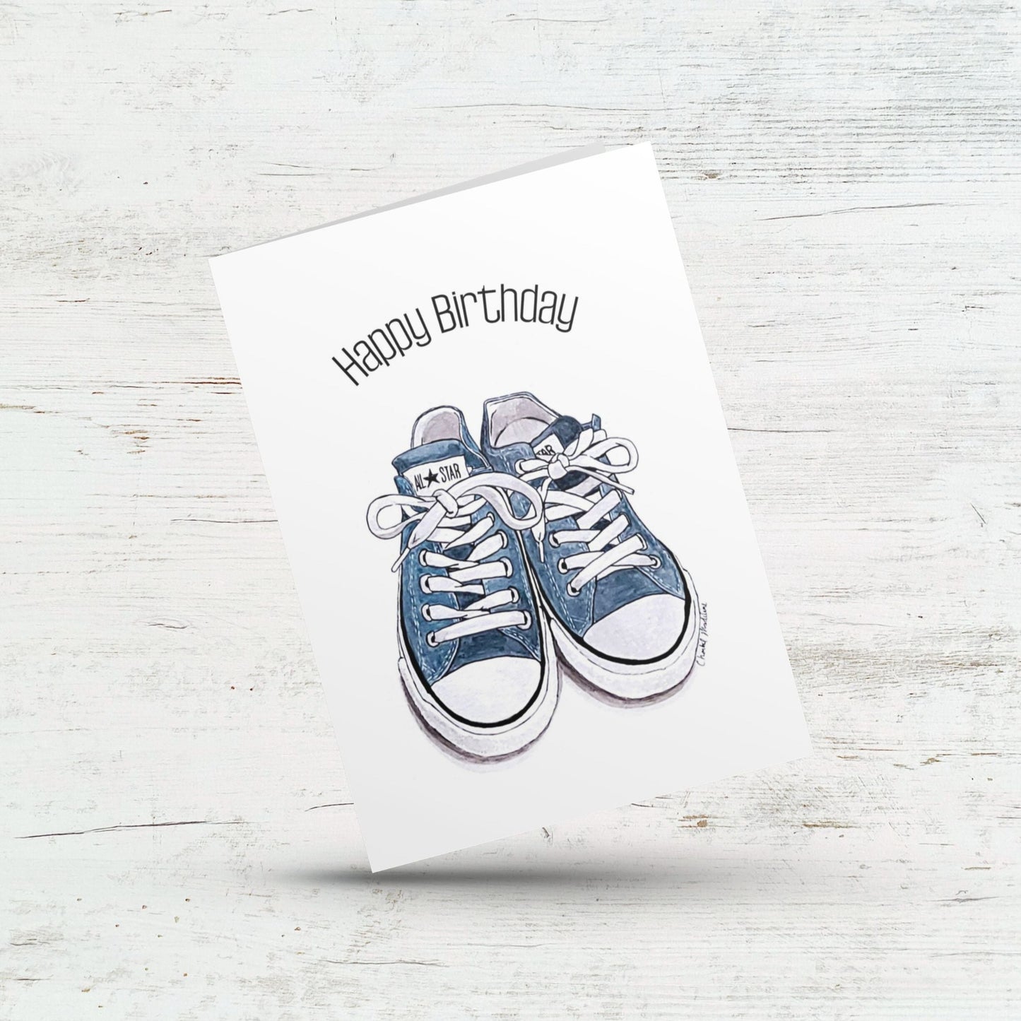 Happy birthday sneaker lover card, Kicks, Trainers shoe card, Blue all star, Fun birthday card for her, for him, for husband, wife, Friend