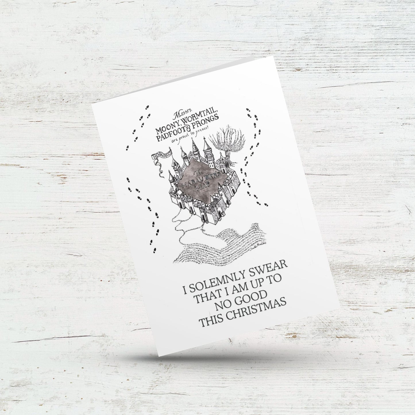 I solemnly swear that I am up to no good this Christmas, Harry potter inspired Holiday greeting card, Marauders map card, Harry potter fan art