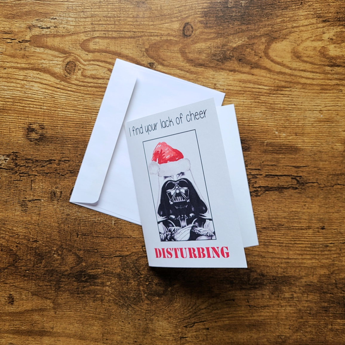 I find your lack of cheer disturbing, Vader Christmas Card, S Wars Christmas card, The merry side, The dark side, Nerdy Christmas card