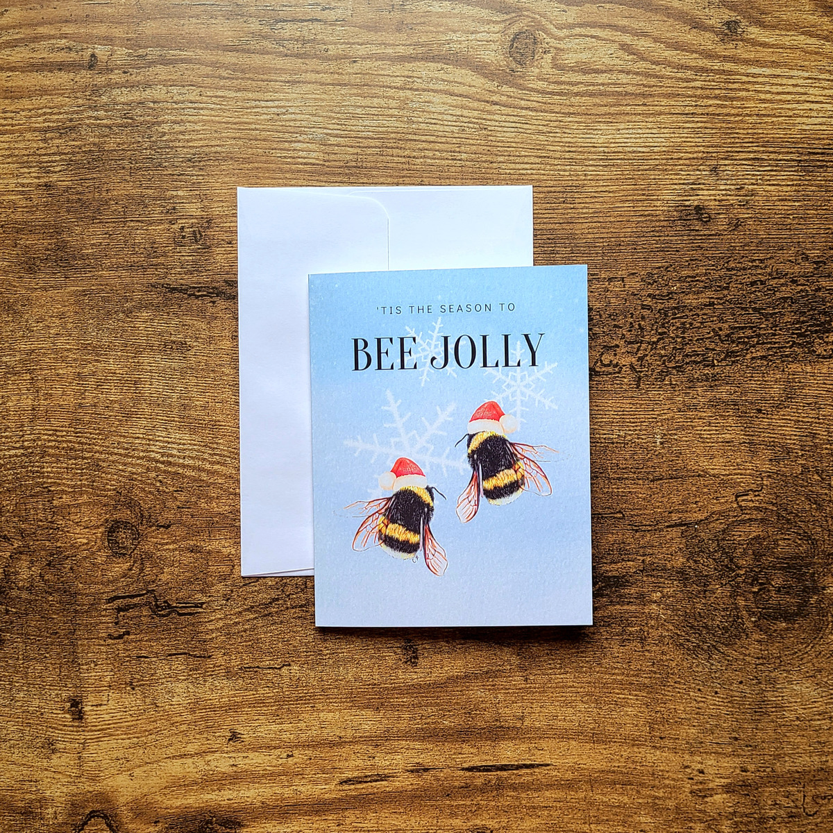Bee Christmas card, Tis the season to bee jolly, Santa hat bees, Christmas bee, Hap-bee holidays, Cute funny Christmas card, Bee Merry,