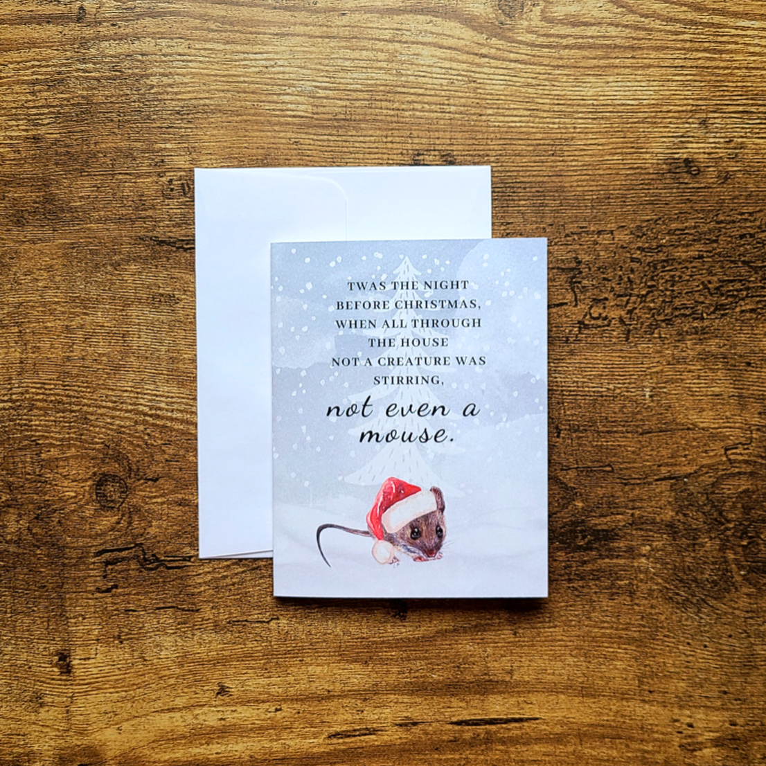 Mouse Christmas card, Twas the night before Christmas, Not a creature was stirring, Santa mouse card, Cute mouse holiday card, Festive mouse