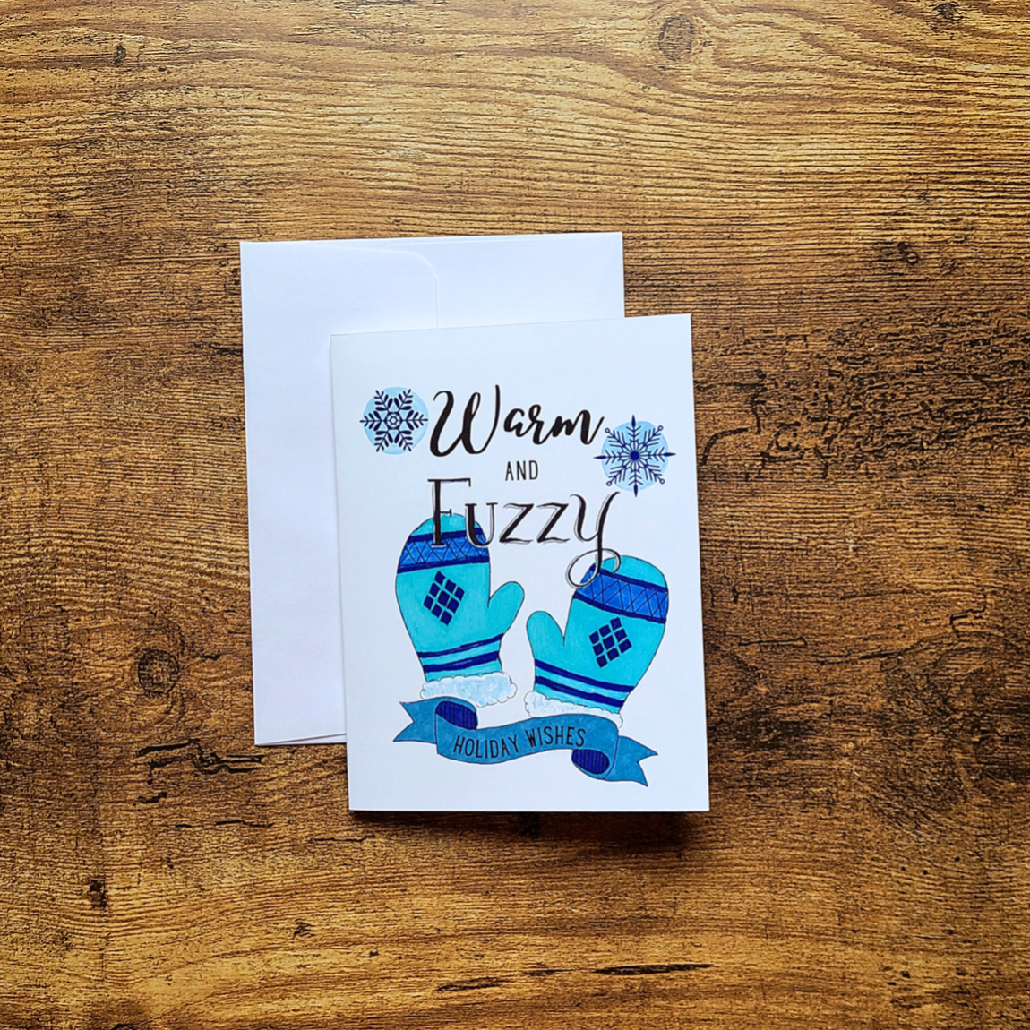 Warm and fuzzy Holiday wishes, Comfy mittens Christmas card, Cozy Holiday card, Warmest wishes, Cute Christmas card, Baby its cold outside