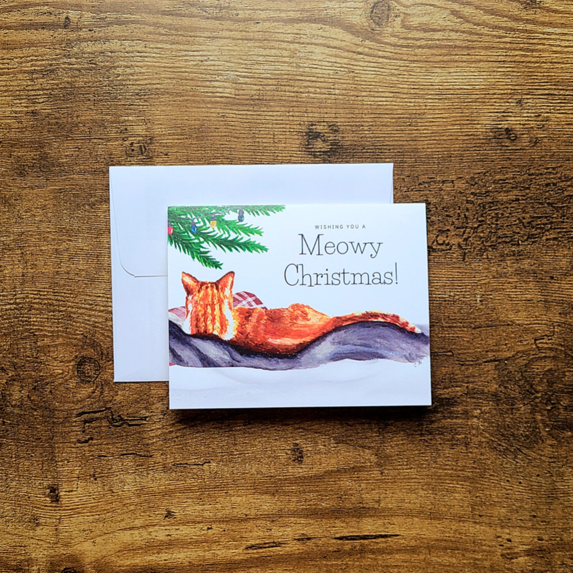 Meowy Christmas card, Ginger cat Christmas card, Cat Christmas card, Cute holiday card, Gift for cat lover, Cat lady meowy Christmas, Catmas