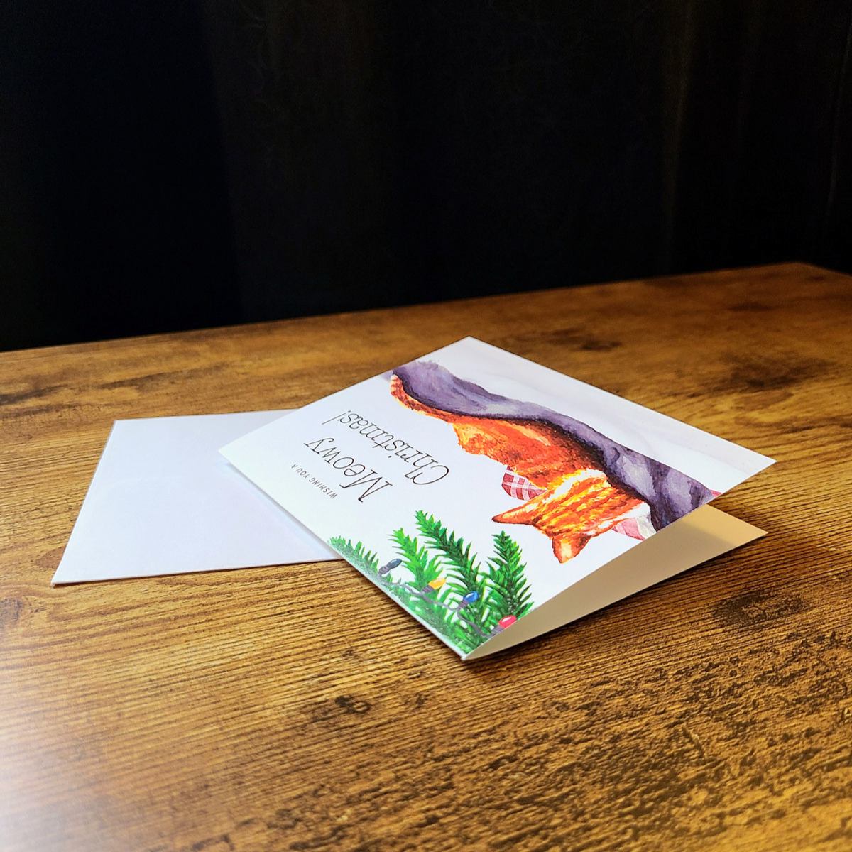 Meowy Christmas card, Ginger cat Christmas card, Cat Christmas card, Cute holiday card, Gift for cat lover, Cat lady meowy Christmas, Catmas