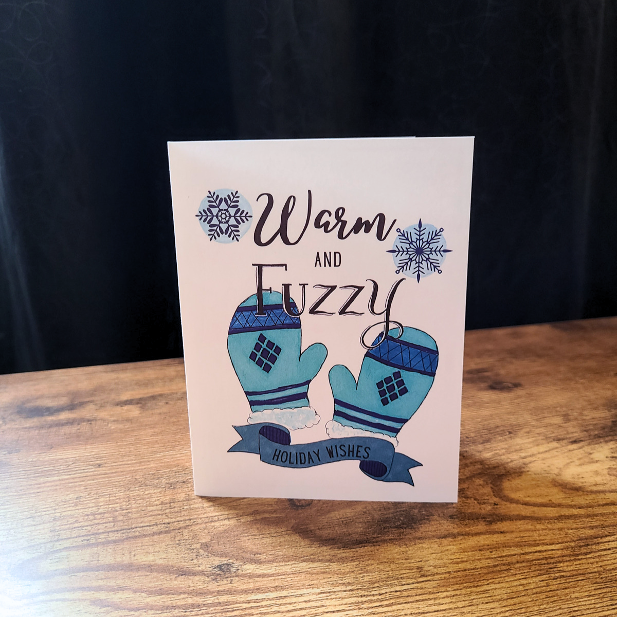 Warm and fuzzy Holiday wishes, Comfy mittens Christmas card, Cozy Holiday card, Warmest wishes, Cute Christmas card, Baby its cold outside