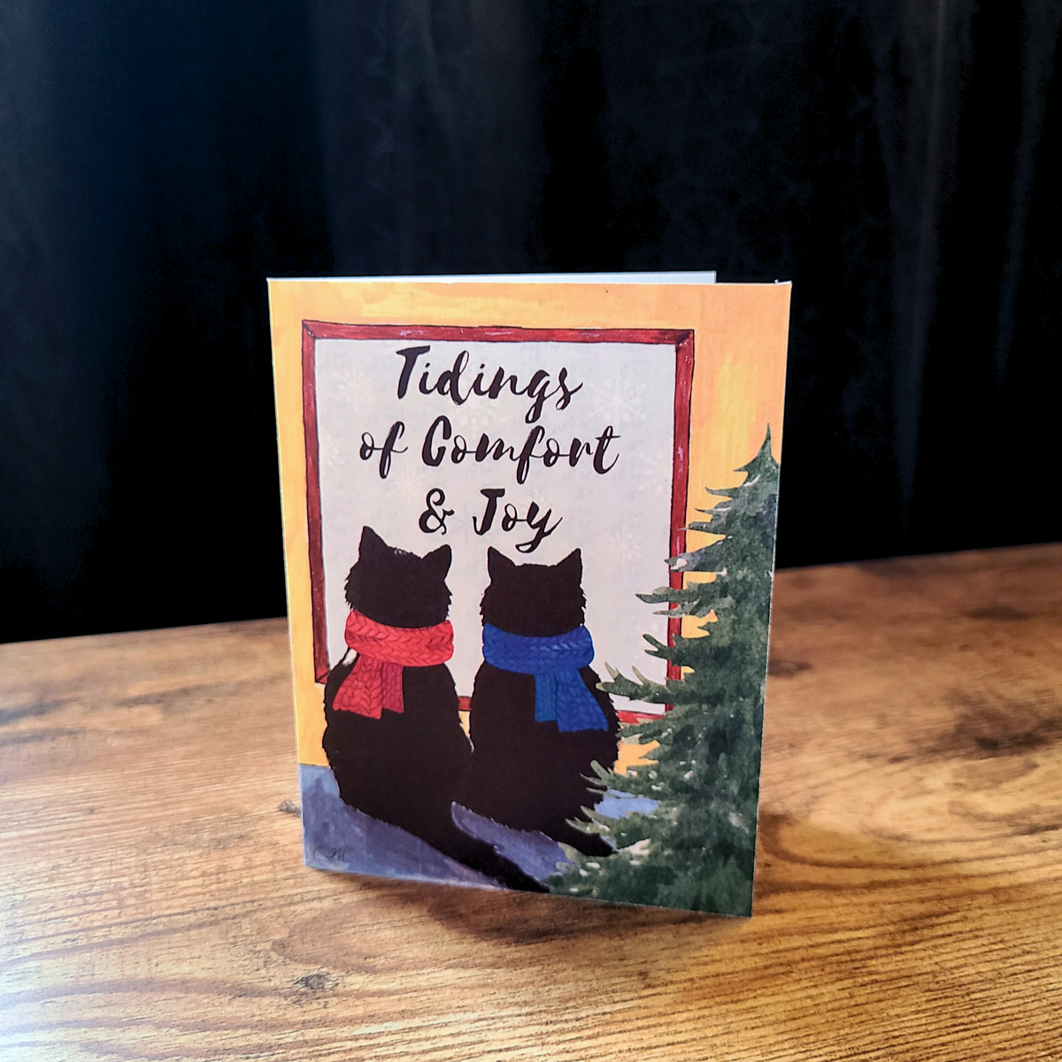 Tidings of comfort and joy, Cozy cats Christmas card, Cats in scarves Christmas card, Cute cat Holiday card, Cat lover card, Meowy Christmas