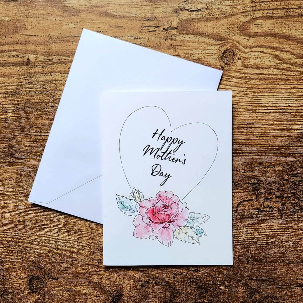 Happy Mother's day card, Pink rose card for mom, Floral Mother's day card, Pretty card for mom, Mother's day greeting card, Handmade card