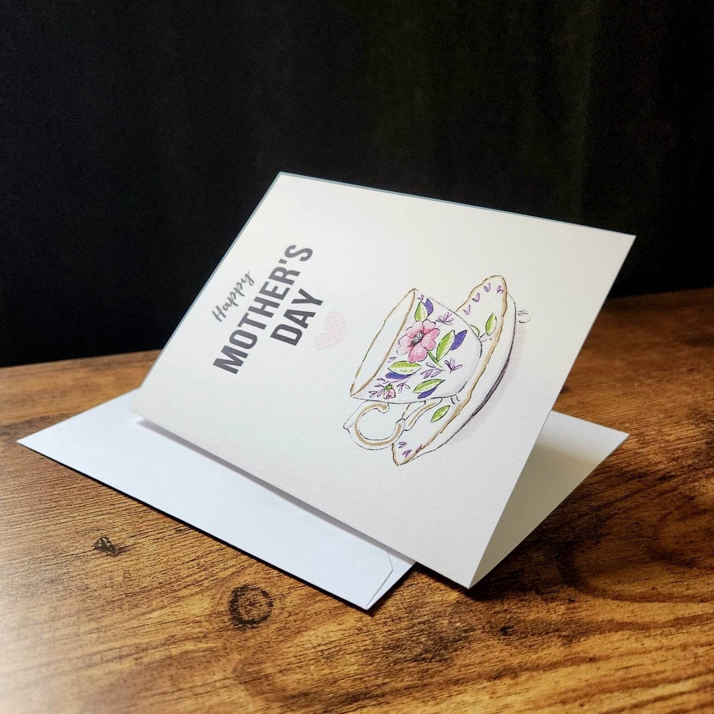 Tea lover mother's day card, Happy mother's day card, Floral tea cup card, Card for mom, Aunt, Sister, Pretty mother's day card for wife