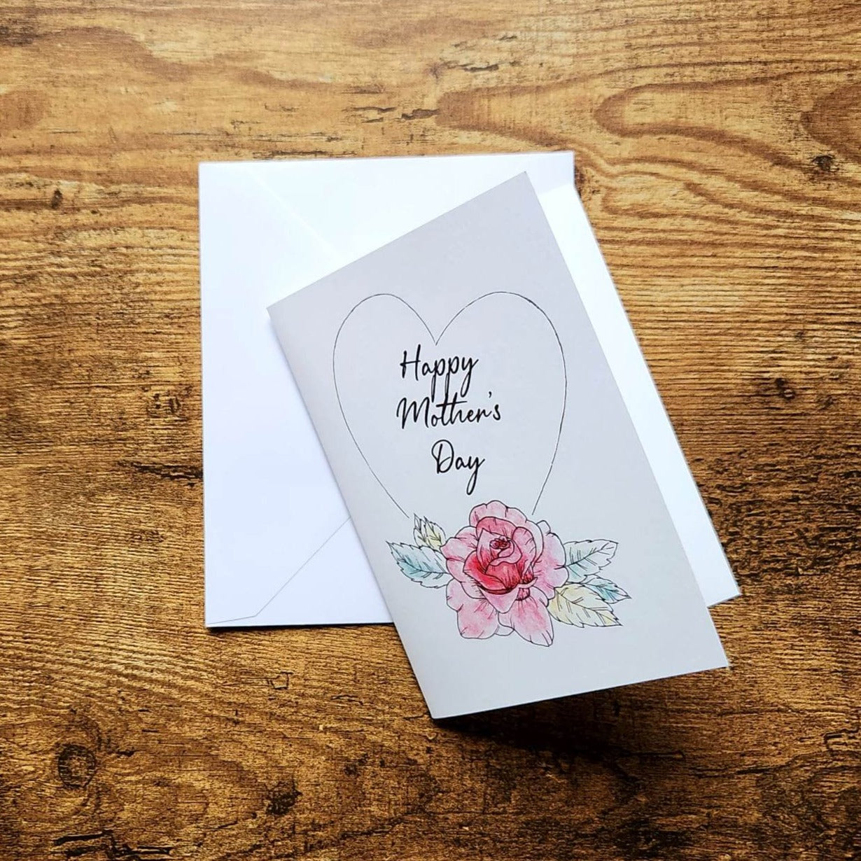 Happy Mother's day card, Pink rose card for mom, Floral Mother's day card, Pretty card for mom, Mother's day greeting card, Handmade card
