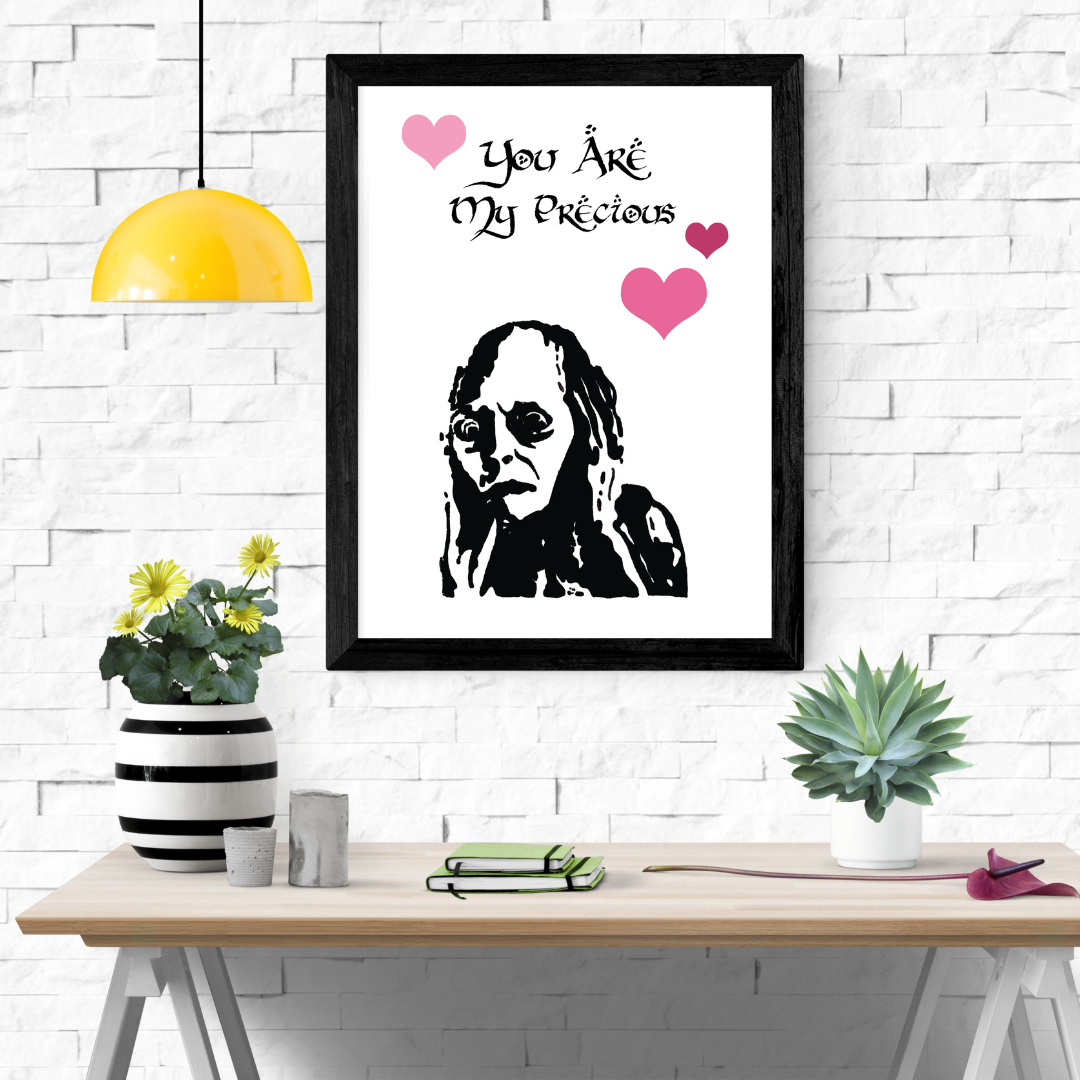 You are my Precious, LOTR art, Nerdy boyfriend gift, Anniversary gift, LOTR wall decor, Bedroom decor, Gift for girlfriend, Gollum