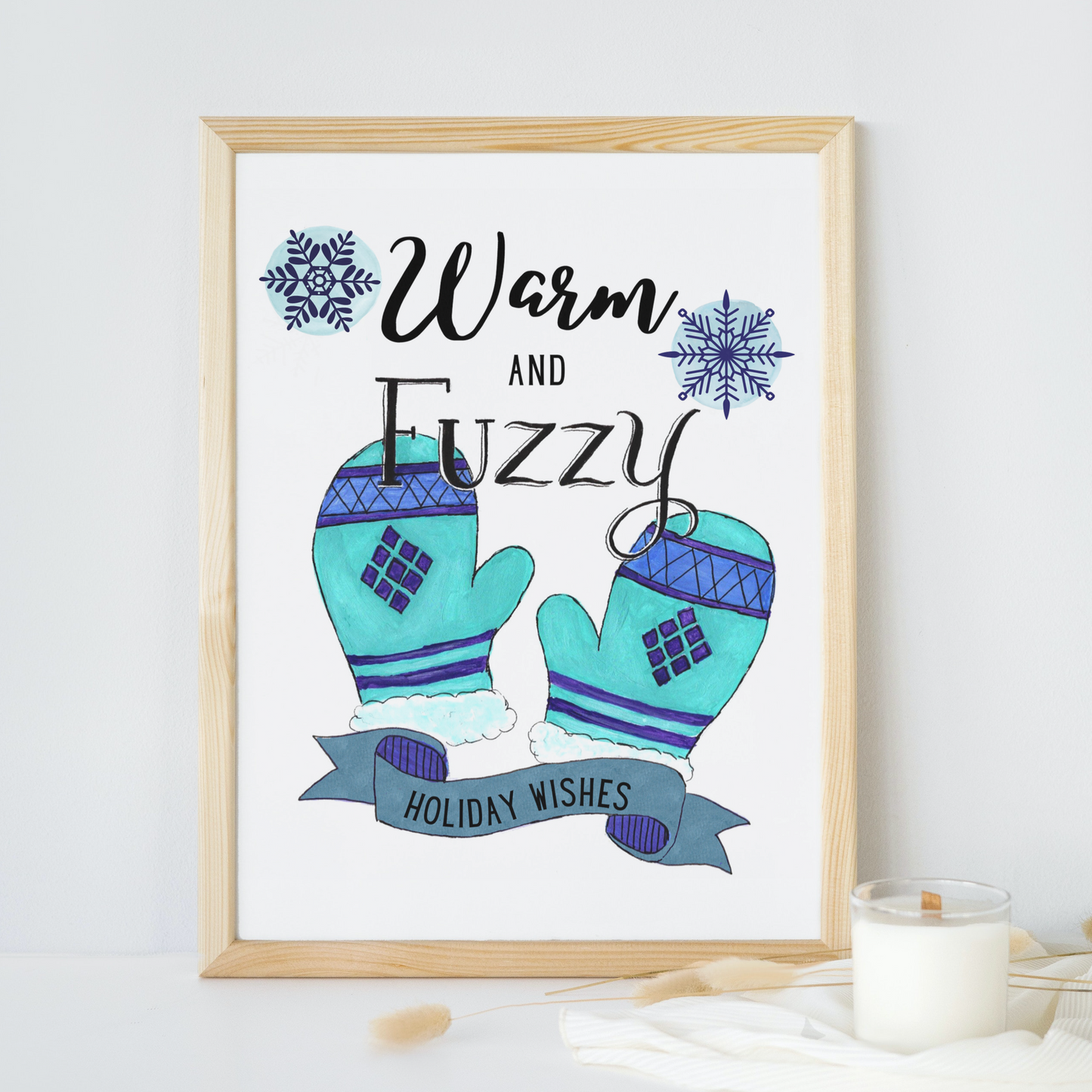 Warm and fuzzy Holiday wishes, Comfy mittens Christmas decor, Cozy Holiday decor, Warmest wishes, Cute Christmas art, Baby its cold outside