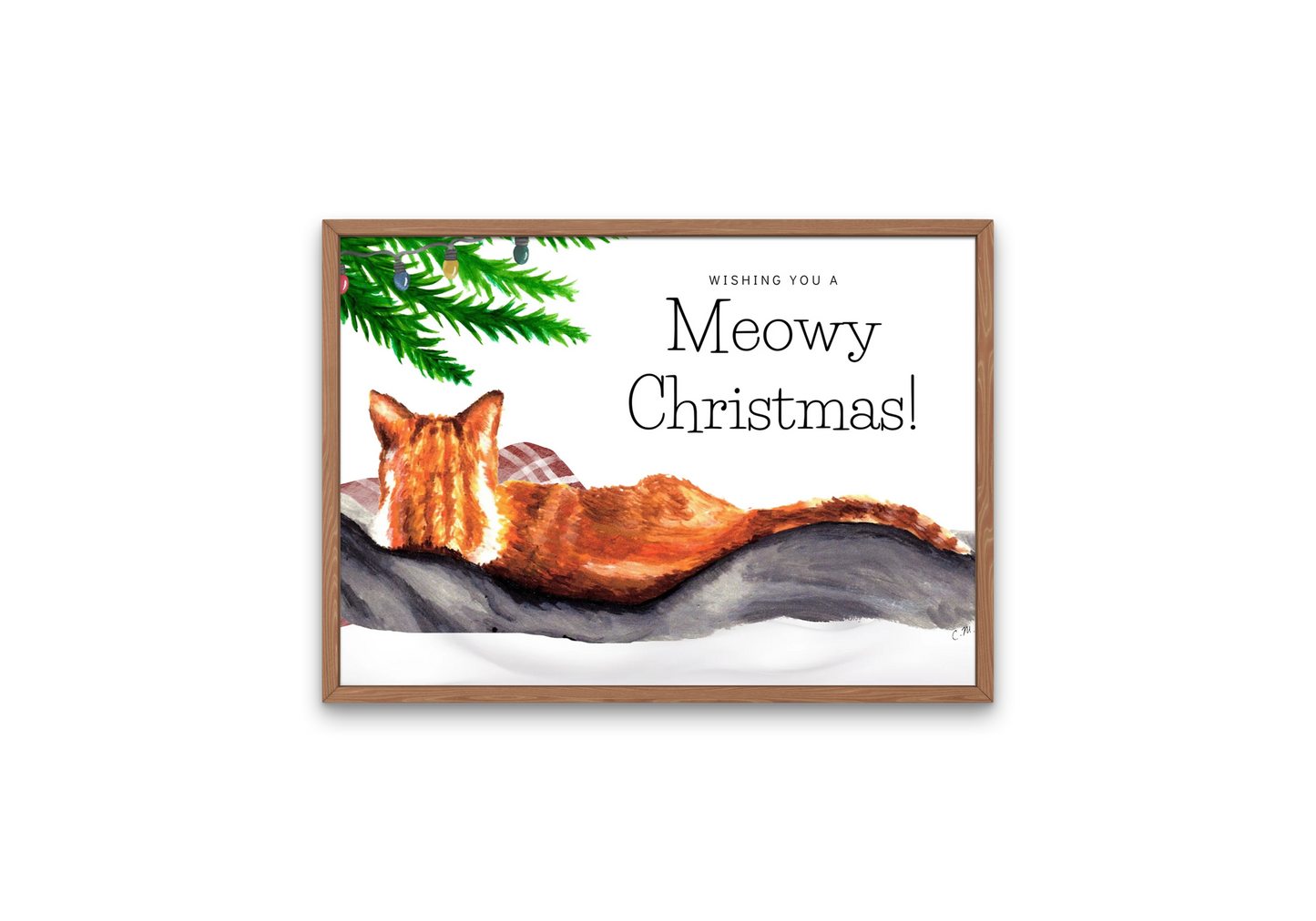 Meowy Christmas print, Ginger cat print, Cat Christmas decor, Cute holiday decor, Gift for cat lover, Cat lady meowy Christmas, Catmas