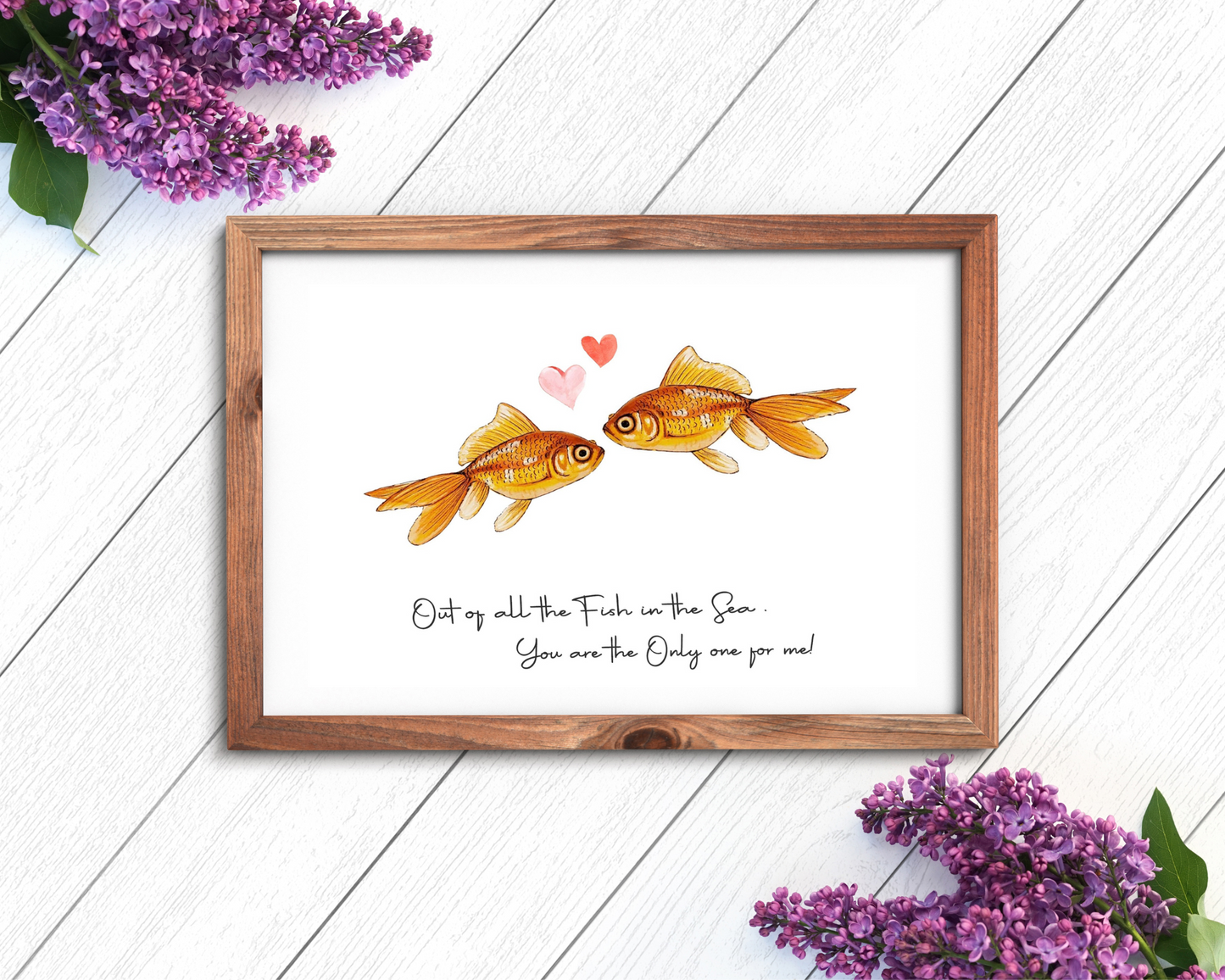Out of all the fish in the sea you are the only one for me, Living room art, Cute wall decor, Bedroom art, Art for girlfriend, Home decor