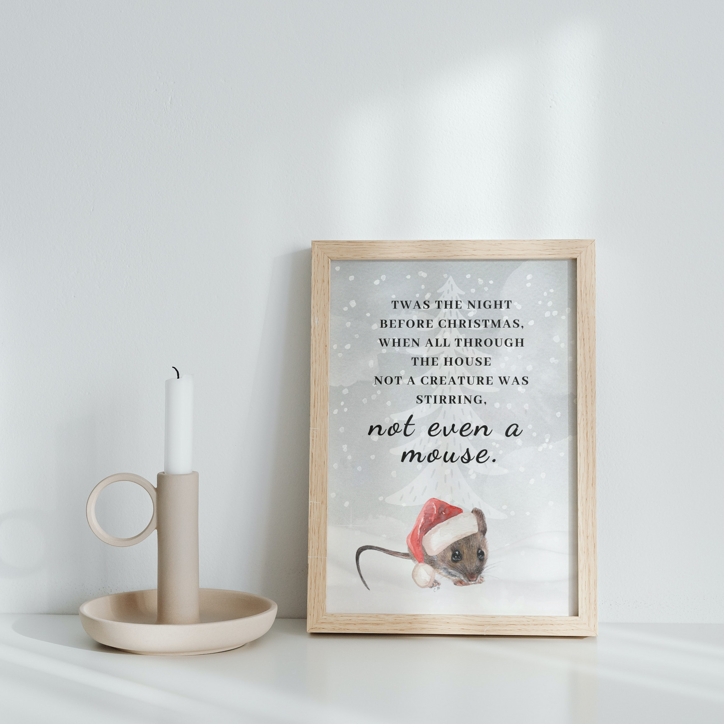 Mouse Christmas decor, Twas the night before Christmas, Not a creature stirring, Santa mouse art, Cute mouse holiday decor, Festive mouse