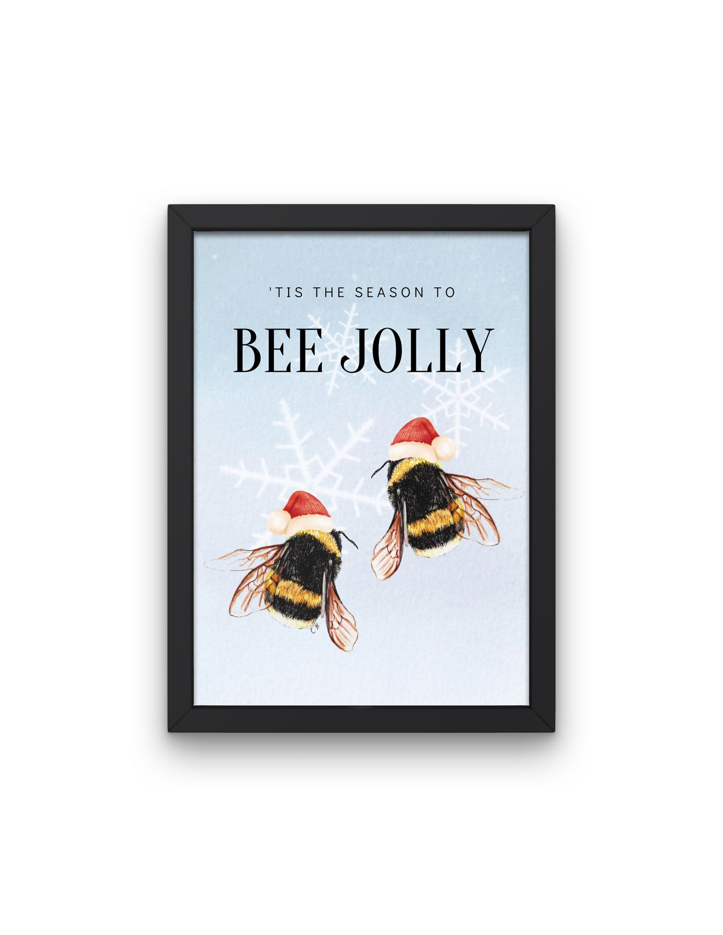 Bee Christmas decor, Tis the season to bee jolly, Santa hat bees, Christmas bee, Hap-bee holidays, Cute funny Christmas decor, Bee Merry art