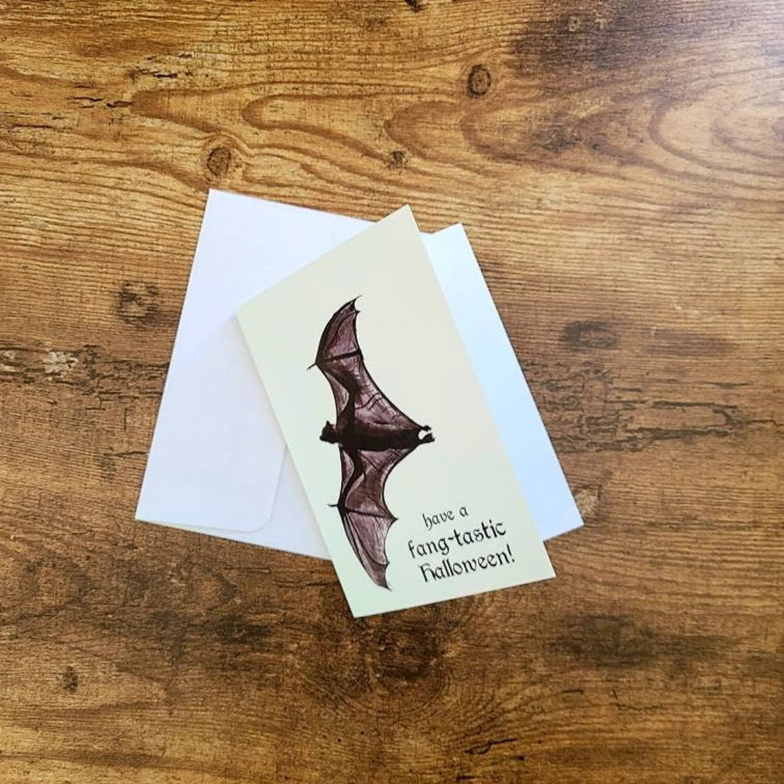 Halloween bat card, Have a fangtastic Halloween, Spooky season bat card, Creepy bat card, Punny halloween card, Gothic themed greeting
