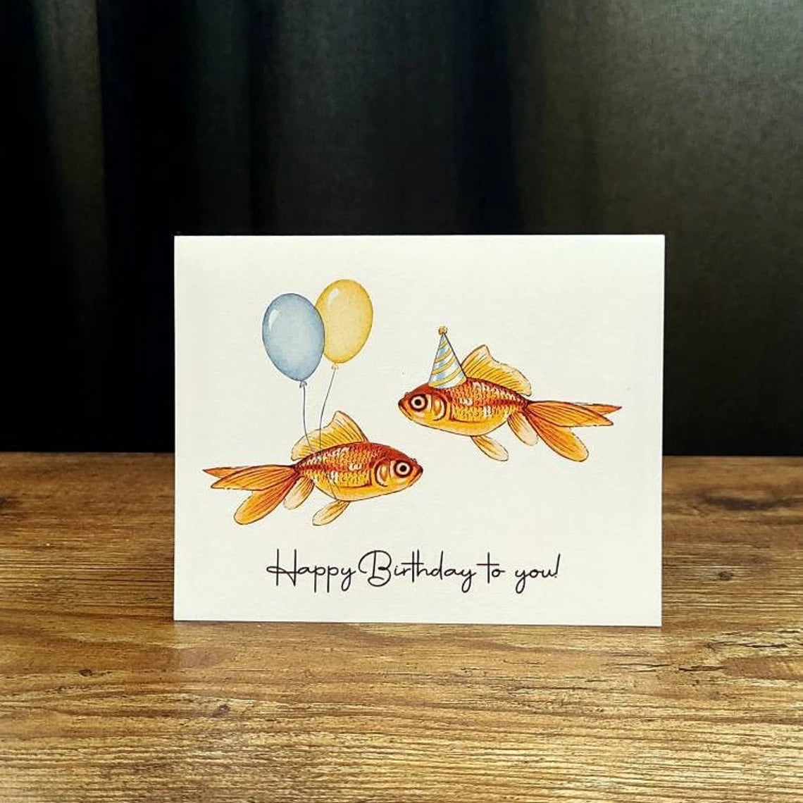 Happy Birthday to you, Birthday card, Cute birthday card for friend, Fish lover birthday card, Card for him, Goldfish Birthday Party card