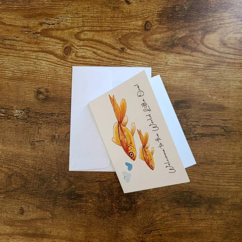 Welcome to the world little one card, Newborn baby boy card, New mom card, Expectant mother, Gender neutral card, New baby congratulations