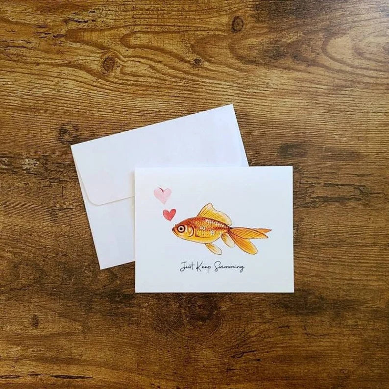 Just keep swimming card, Support card, Encouragement card, Positive card, Thinking of you, Mental wellness, Motivational card, Inspirational