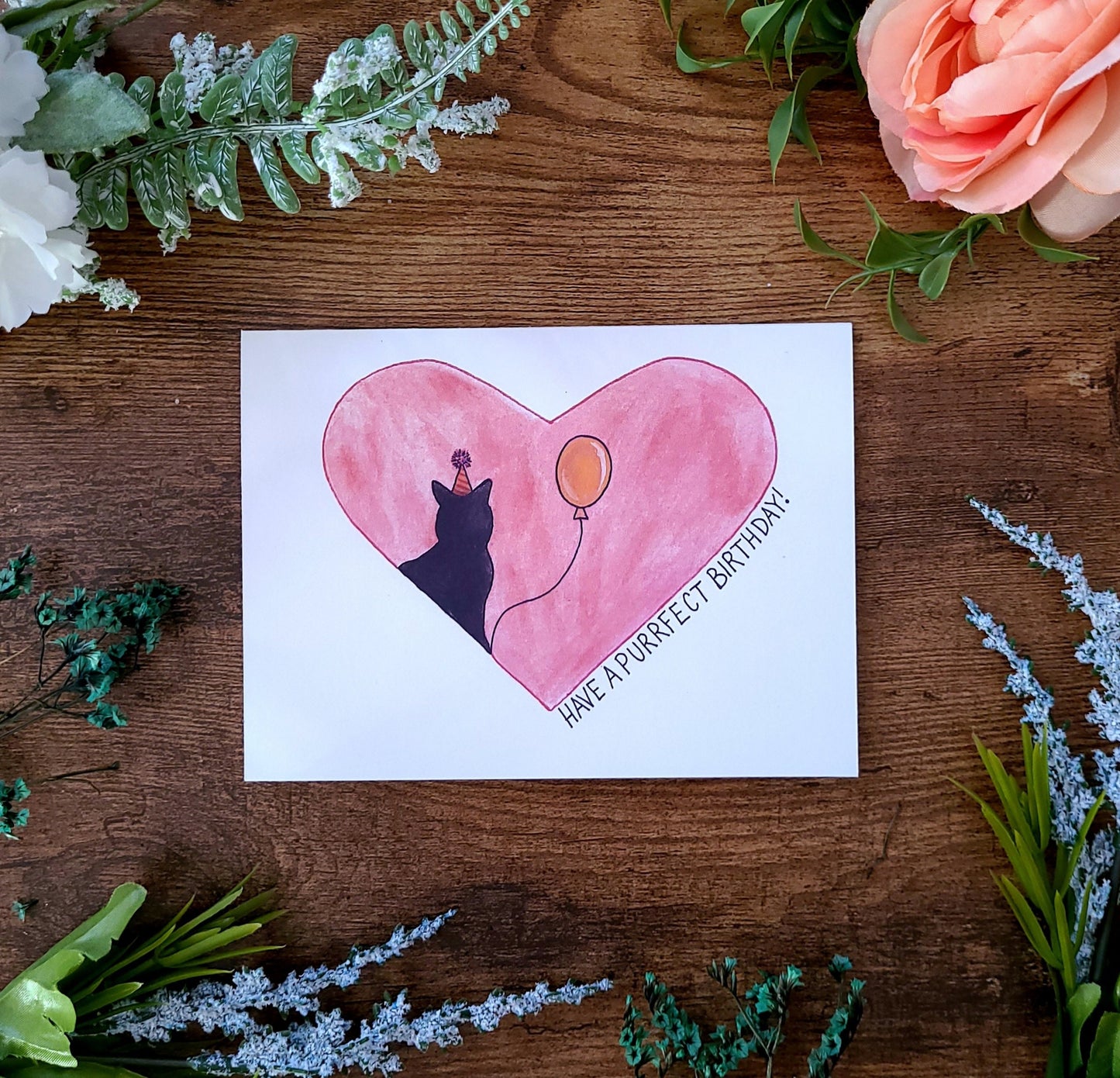 Have a purrfect birthday, Cute and unique greeting card, Cat birthday card, Punny card, Funny cat card, Cat greeting card, Black cat card