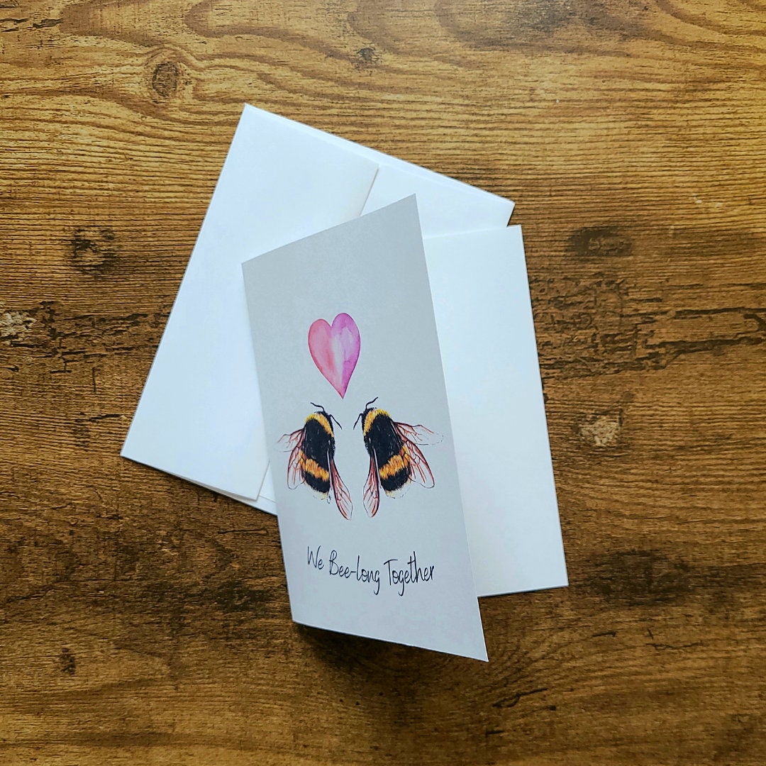 We Bee-long Together Greeting Card, Cute bee lover card, Punny, Funny card for him her, Girlfriend, Boyfriend, Anniversary, Valentines day