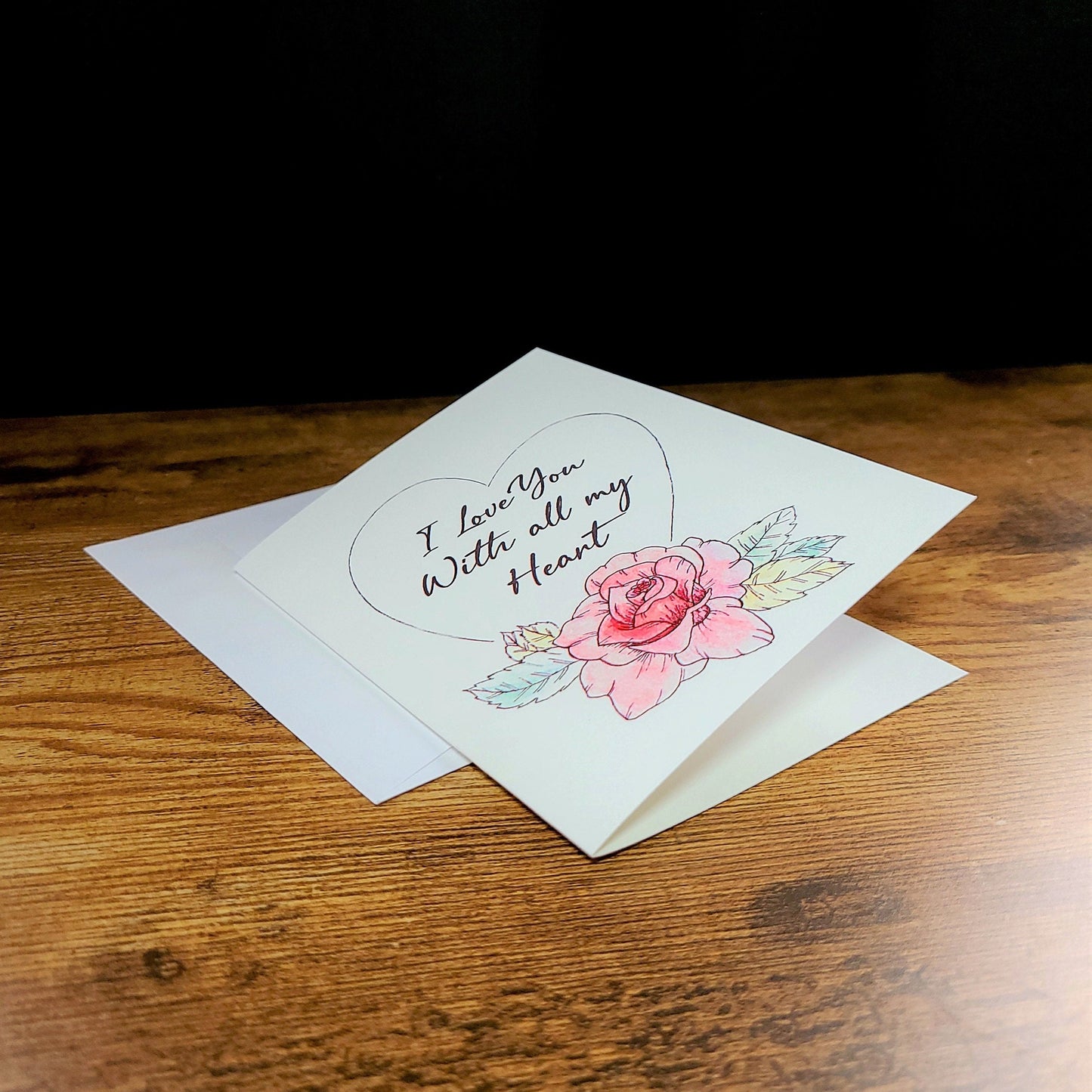 Love card, I love you with all my heart card, Anniversary love card, Cute birthday card, Wedding card, Card for girlfriend, Romantic card