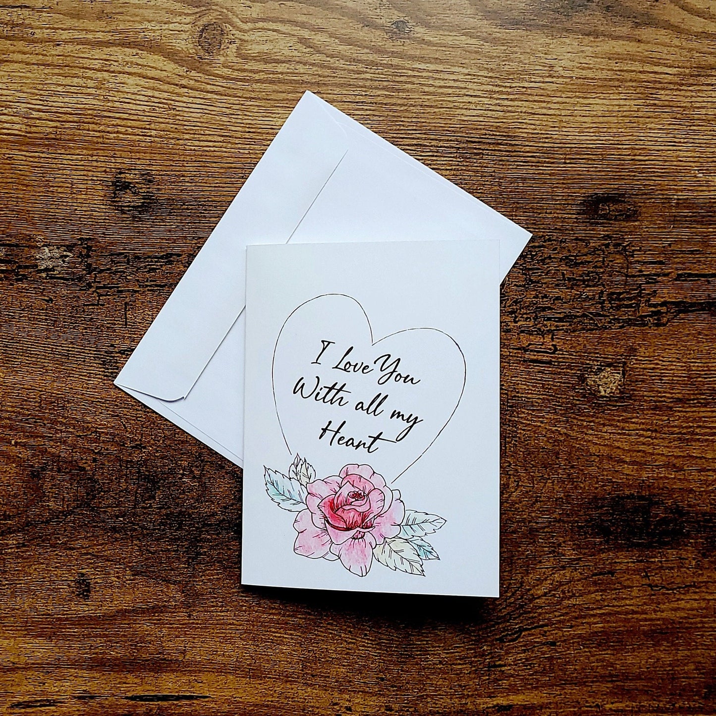 Love card, I love you with all my heart card, Anniversary love card, Cute birthday card, Wedding card, Card for girlfriend, Romantic card