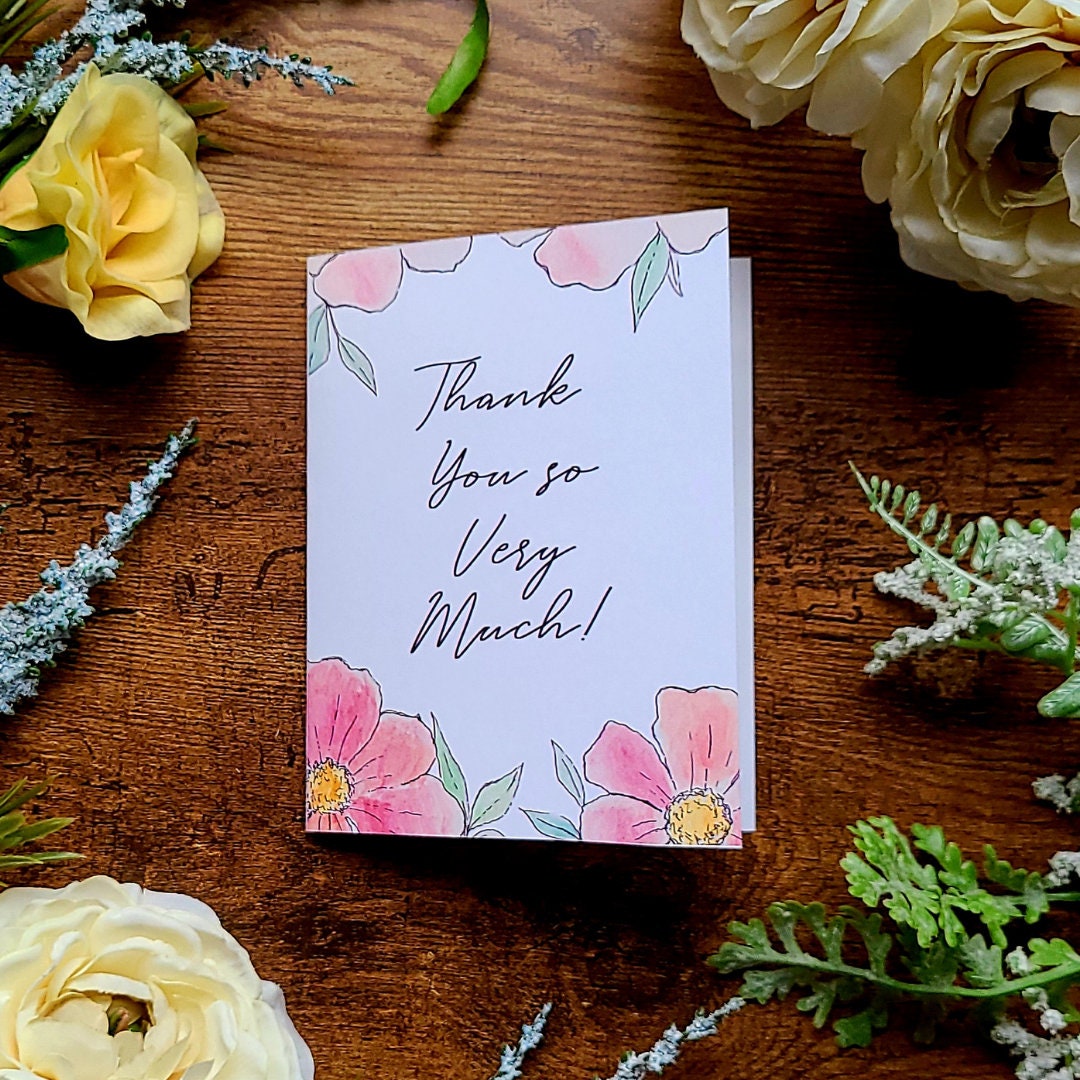 Thank you so very much, Thank you card, Cute thank you card, Wedding thank you card, Baby thank you card, Teacher thank you greeting card
