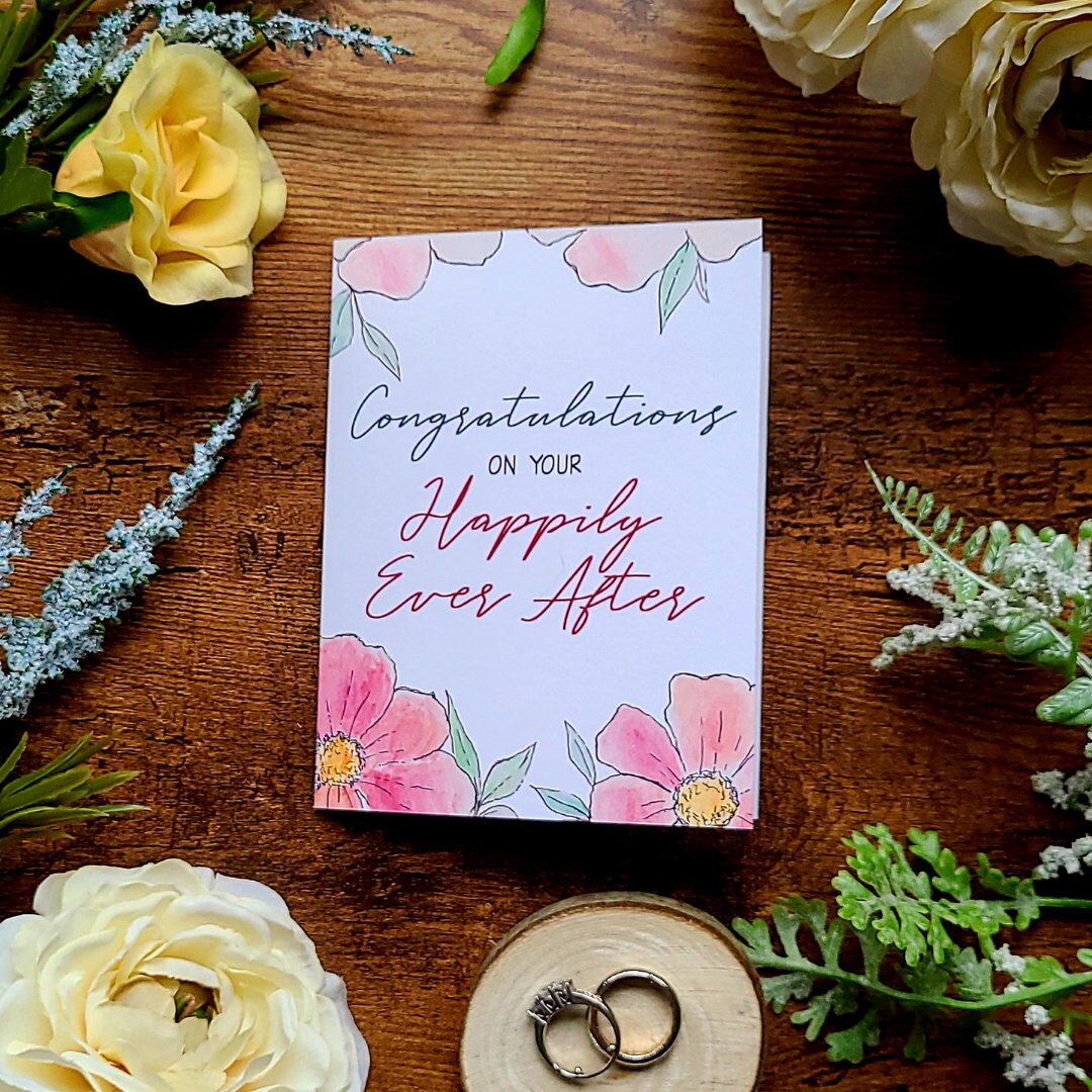 Congratulations on your happily ever after, Wedding card, Card for bride and groom, Happy couple card, Card for bride to be, Congrats card