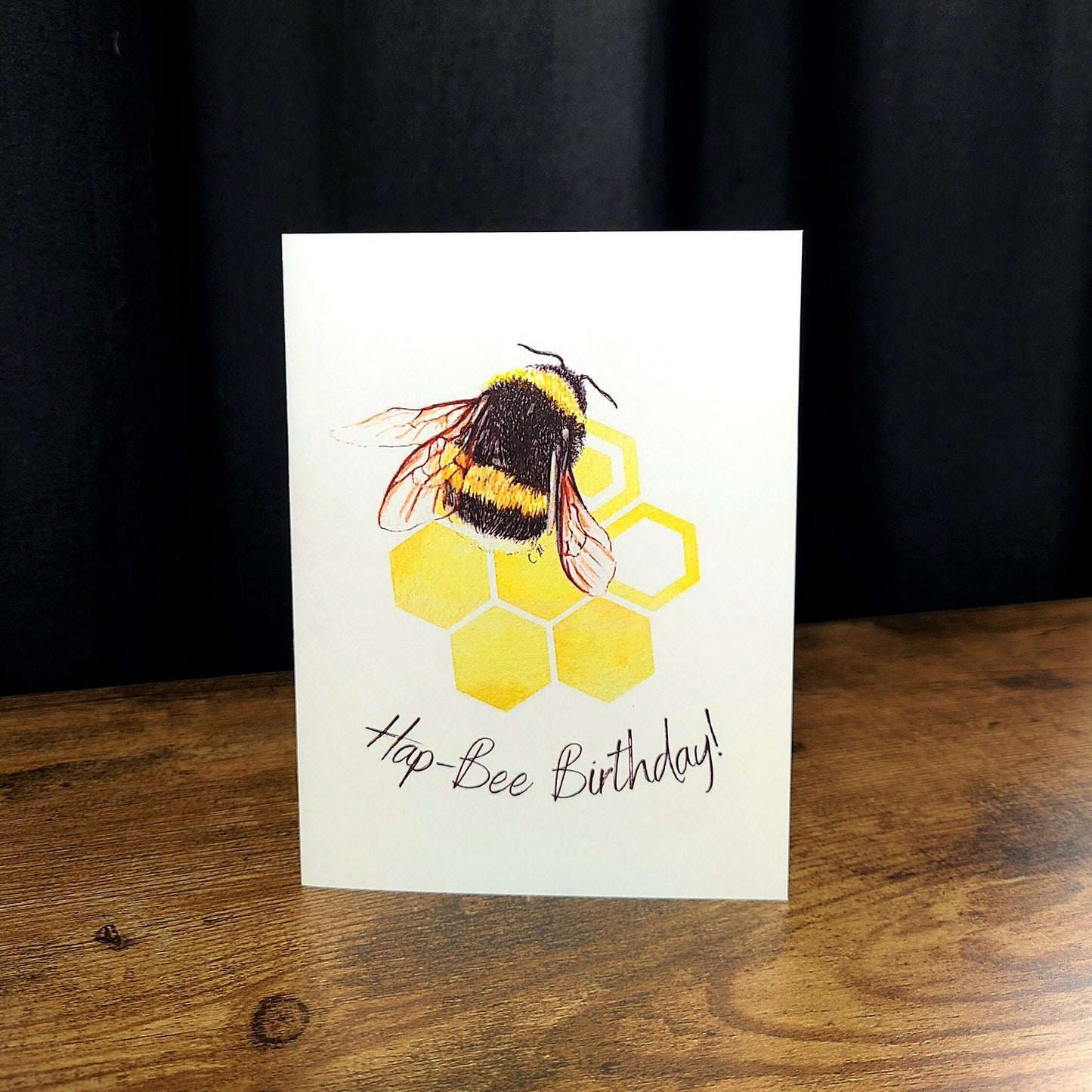 Hap-Bee Birthday card, Bumble bee card, Cute punny card, Birthday bee, Handmade card, Funny bee card, Adorable card for friend